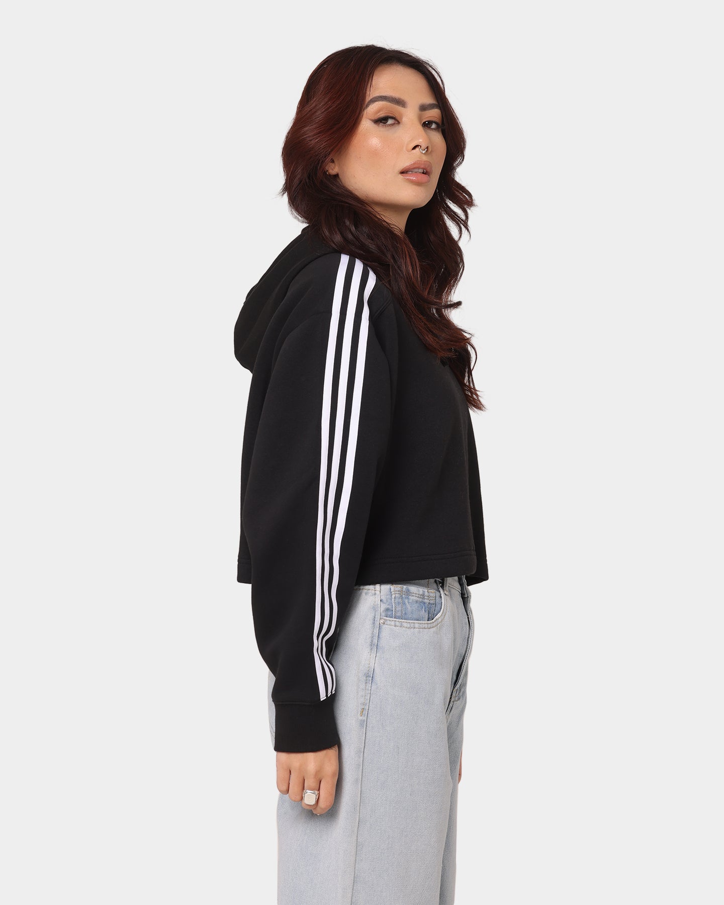 Adidas Women's Short Sleeve Hooded Sweatshirt - Black | Athletic Casual Wear for Running, Gym & Street Style
