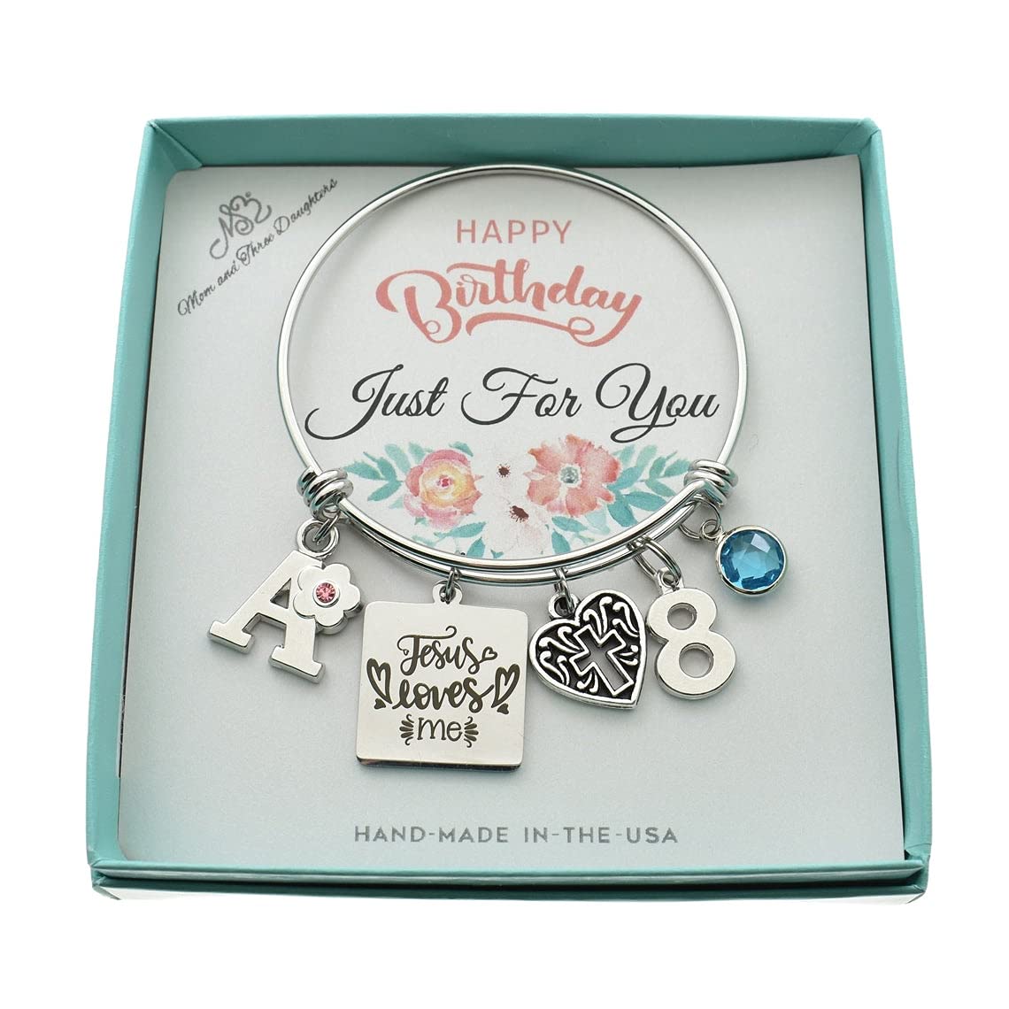 Jesus Loves Me 8th Birthday Bracelet for Girls - Religious Christian Jewelry Gift for 8 Year Old Birthday Girl - Perfect for Birthday Parties, Christenings & Special Occasions