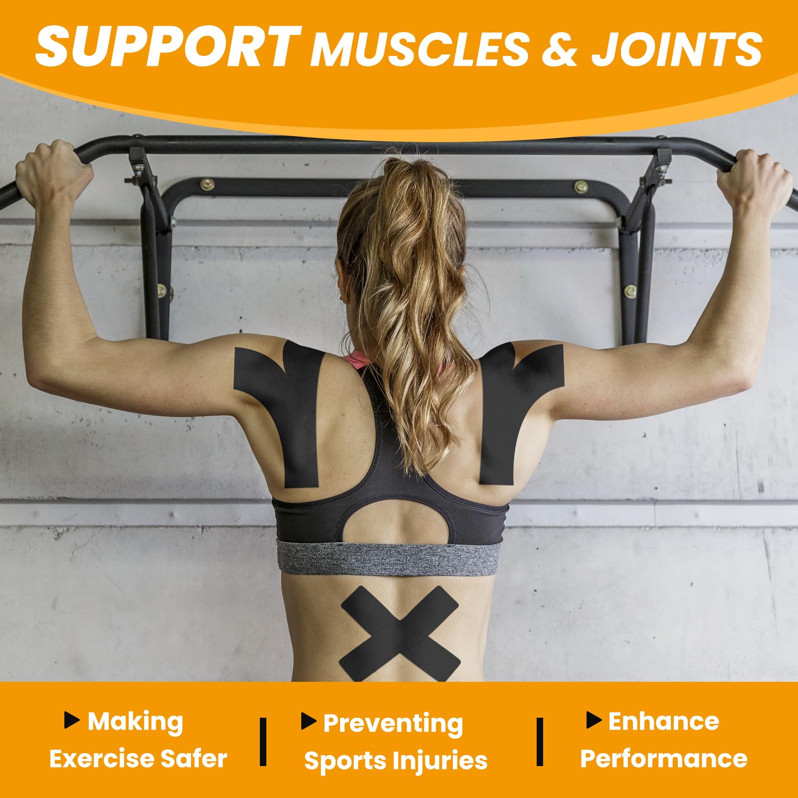 Latex-Free Kinesiology Tape (2 Rolls) - 16ft Waterproof Athletic Sports Tape for Muscle Pain Relief & Joint Support | Self-Adhesive, No Residue, Elastic & Easy Tear | Ideal for Sports Injuries, Physical Therapy & Post-Workout Recovery