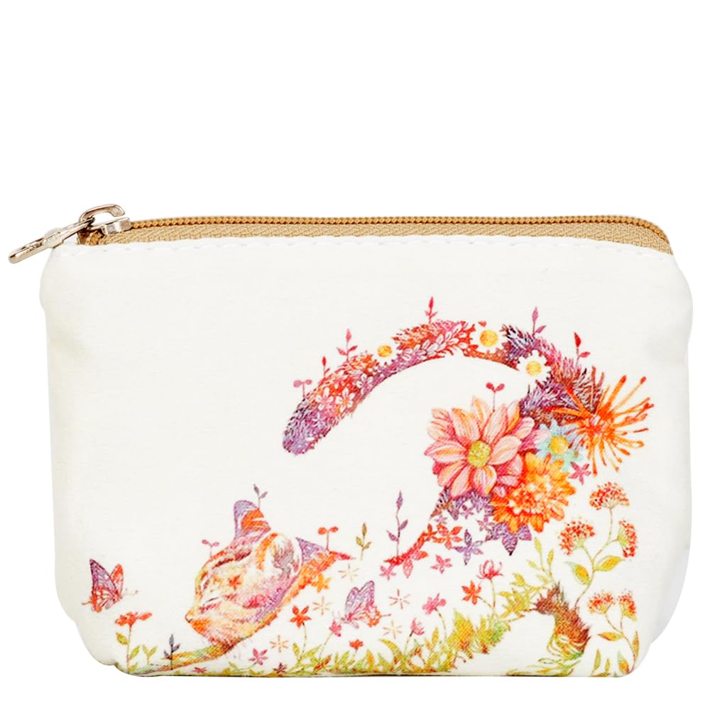Cute Canvas Coin Purse for Women & Girls - Small Zippered Change Wallet Pouch - Perfect for Travel, Shopping, and Everyday Use