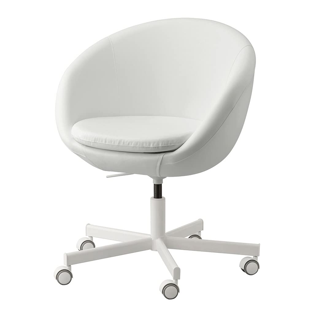Ergonomic Office Chair - Adjustable Swivel Computer Desk Chair with Lumbar Support, Rolling Wheels & Height Adjustment for Home, Study or Work (White, 27.5