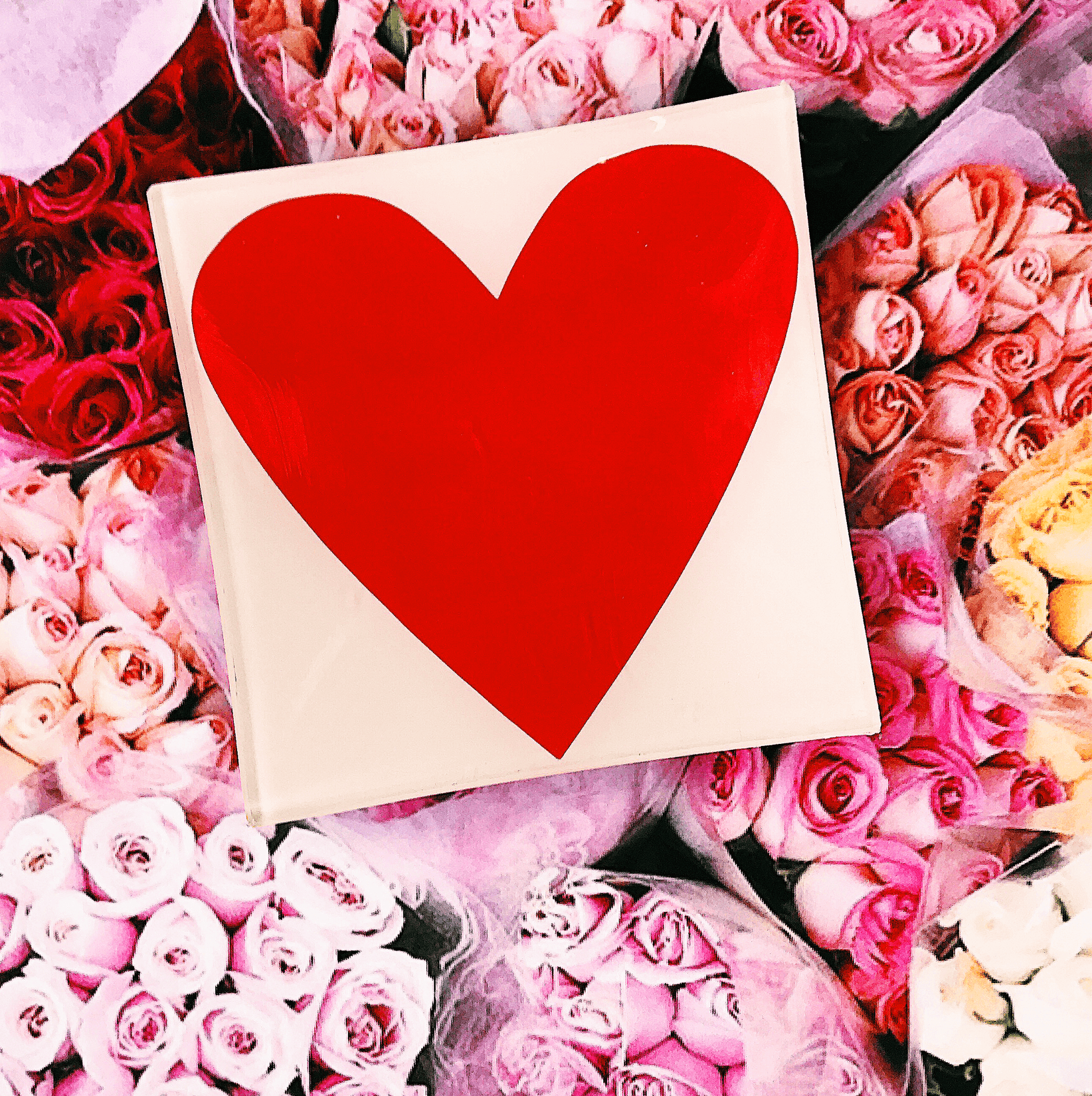 I Heart You Decoupage Glass Tray - Elegant Serving Tray for Valentine's Day, Wedding, Anniversary & Romantic Dinner Decor