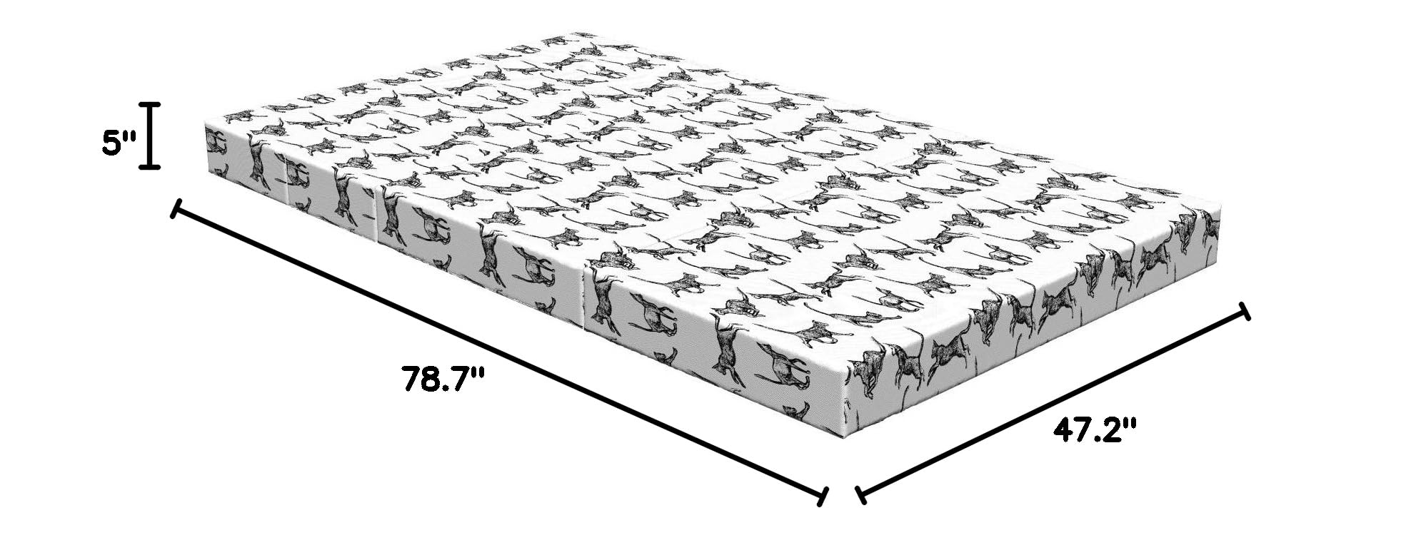 Ambesonne Charcoal Foldable Mattress for Cats - Playful Pet Lover Design, 78.7
