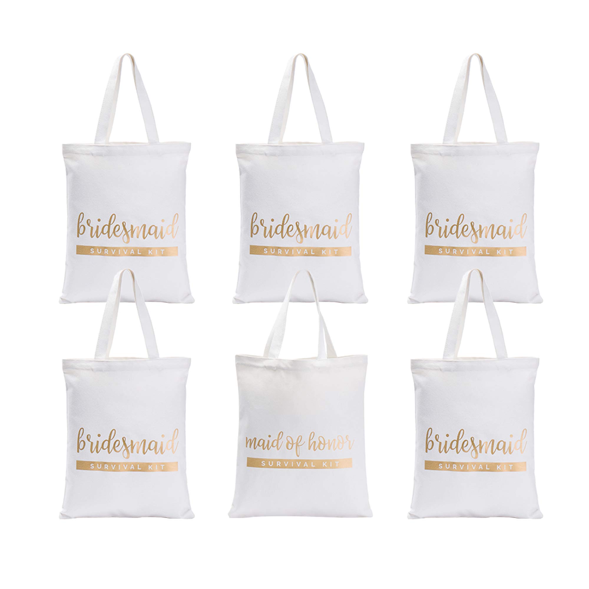Pop Fizz Designs Bridesmaid Tote Bags - Pack of 6 Wedding Party Gifts for Bridesmaids, Maid of Honor & Bride - Perfect for Bachelorette Parties, Bridal Showers & Wedding Day Essentials
