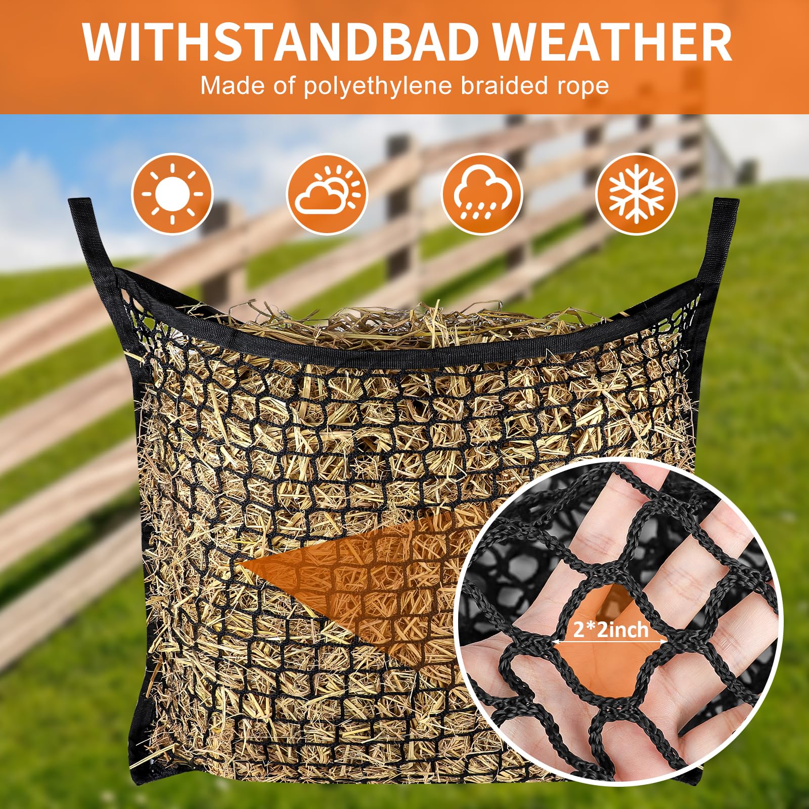 2 PCS Large Slow Feed Hay Net for Horses - 31.5