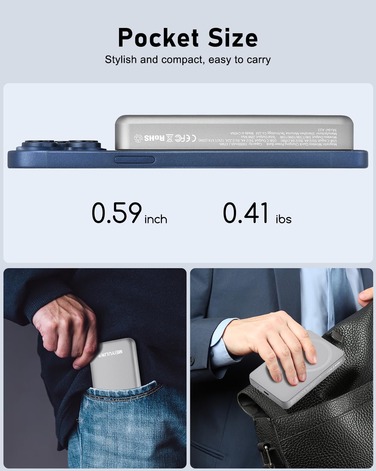Magnetic Power Bank 10,000mAh - Wireless Portable Charger for iPhone 16 Pro Max/16 Pro/16/15/14/13/12 Series | Magsafe Compatible Battery Pack | Perfect for Travel, Work & Outdoor Activities