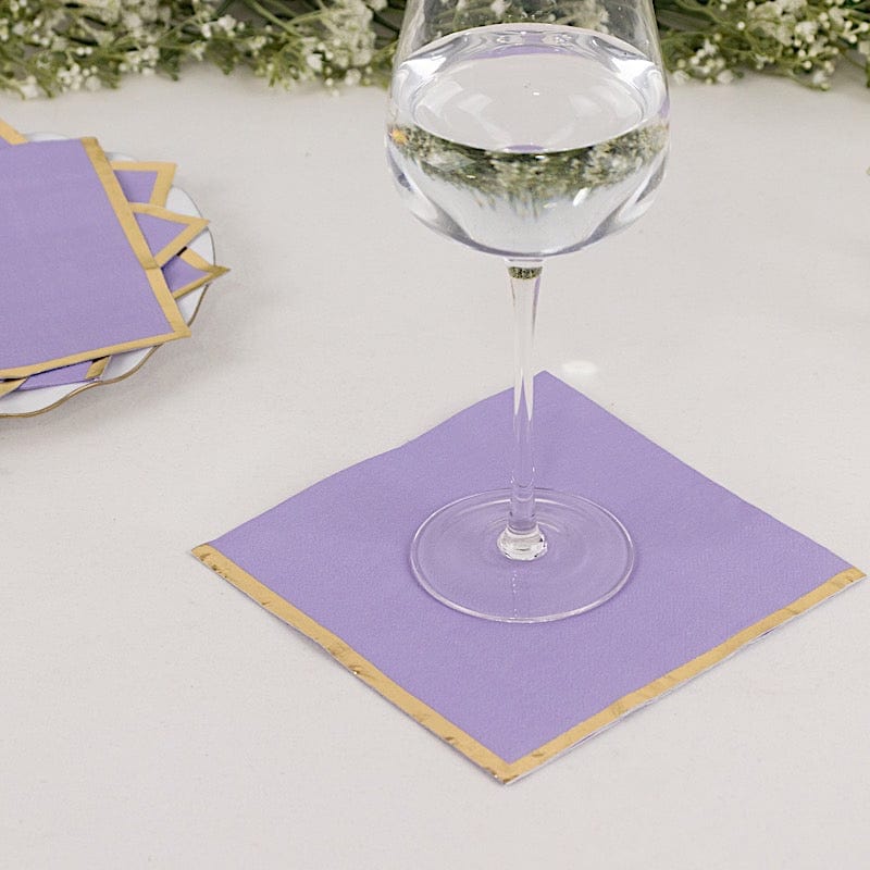 50 Pcs 2-Ply Premium Cocktail Napkins with Elegant Gold Rim - Perfect for Dinner Parties, Weddings & Special Events