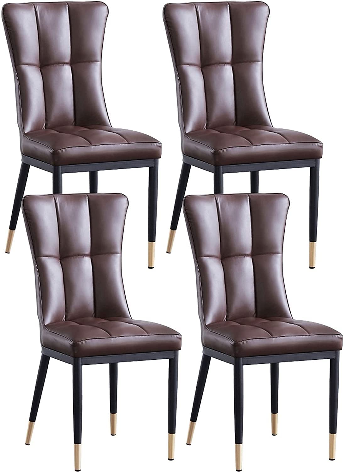 Modern Leather Dining Chairs Set of 4 - Mid Century Style Upholstered Side Chairs with Metal Legs for Kitchen, Dining Room, Office & Living Room - Perfect for Home Decor, Restaurant Seating and Reception Areas