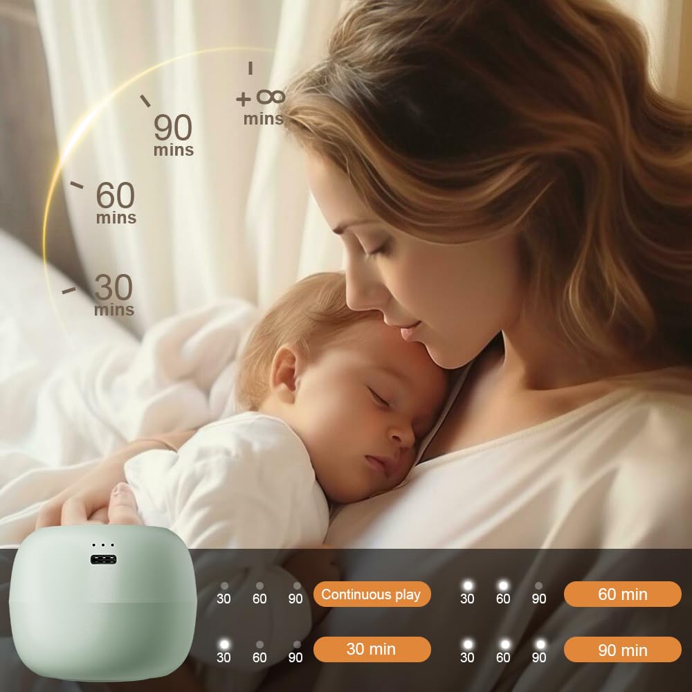 Portable White Noise Machine for Baby - 16 Soothing Sounds with Timer & Memory Function | Sleep Soother for Stroller, Car Seat & Travel | Perfect Baby Registry Gift (Mint Green) | Ideal for Nursery, Bedtime & On-the-Go Parenting