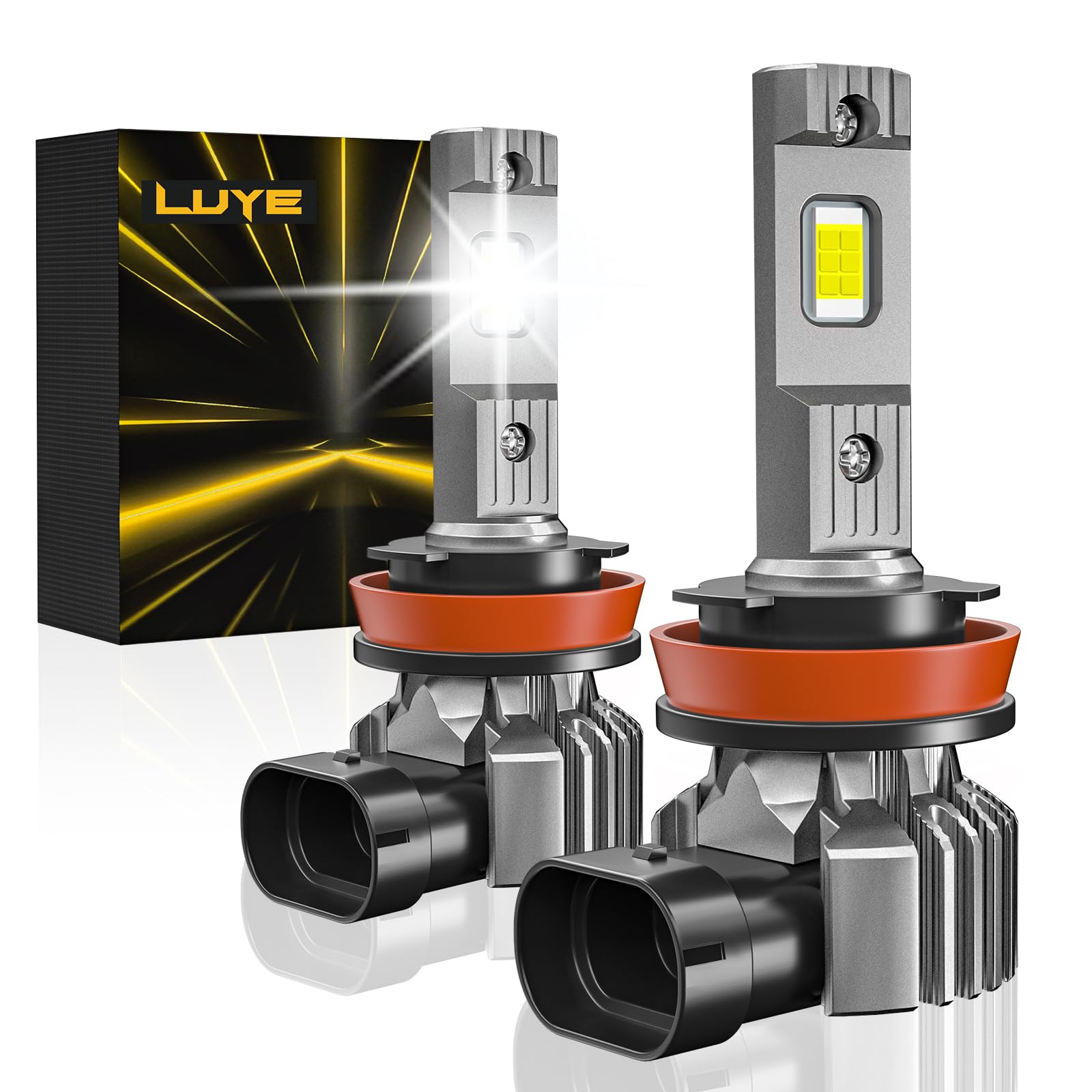 **LUYE H11 LED Bulbs - H8 H9 H16 Fog Lights, 12000LM 6500K Cool White, 600% Brighter Halogen Replacement, Mini Size Plug and Play, Pack of 2 - Perfect for Off-Road, Night Driving & Foggy Conditions**
