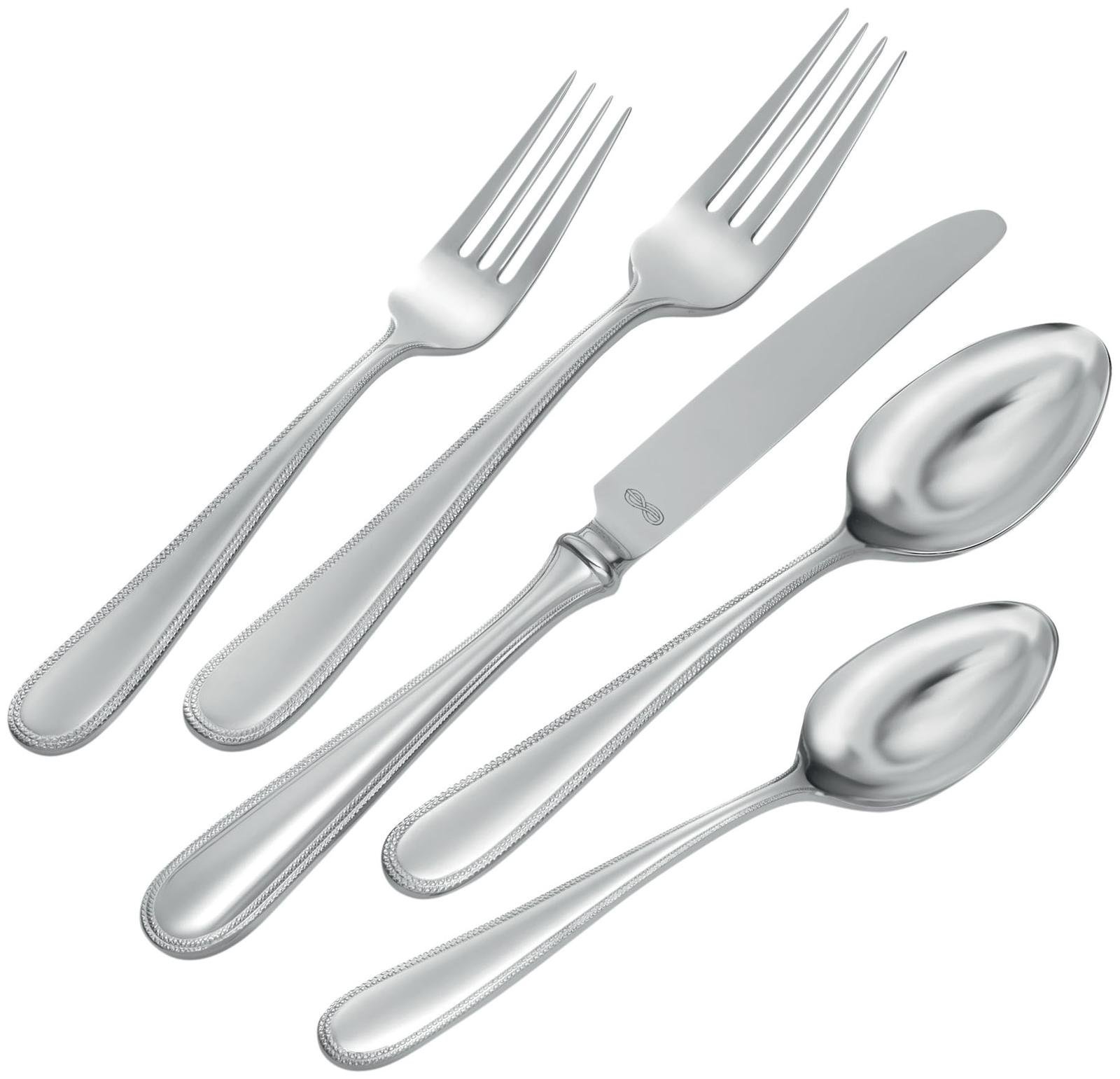 Wedgwood Vera Infinity Flatware Place Setting - 5 Piece Dinnerware Set for Formal Dining & Special Occasions | Elegant Tableware for Weddings, Anniversaries & Holiday Gatherings
