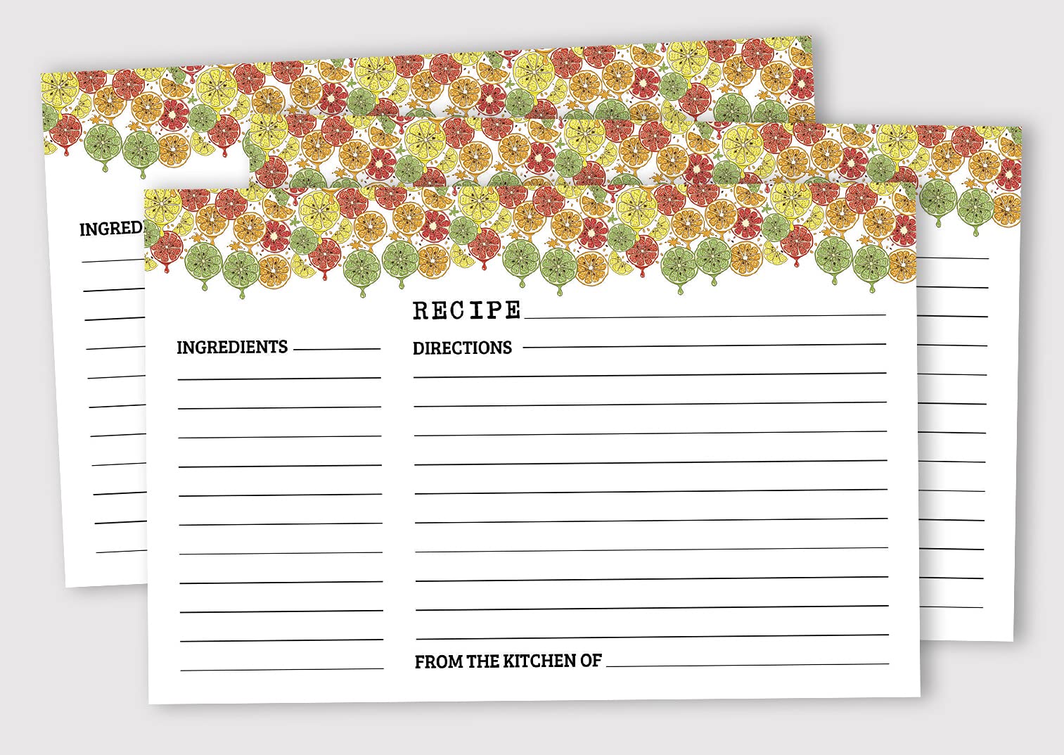 6x4 Inch Single-Sided Tropical Fruits Recipe Cards - Pack of 50 for Wedding, Bridal Shower & Baby Shower - Perfect for Recipe Organization, Gift Giving & Party Favors