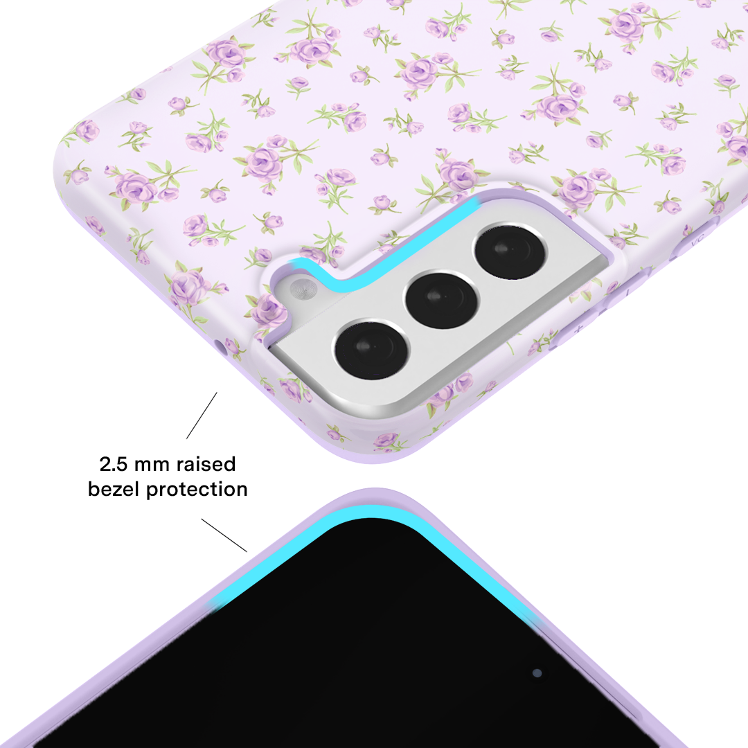 Elegant Lilac Floral Samsung Phone Case - Slim Protective Cover for Galaxy S21/S22/S23 - Perfect for Daily Use, Work & Travel