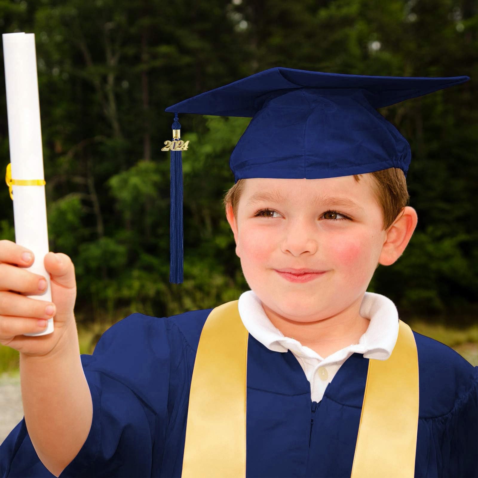 2024 Kids Graduation Gown & Cap Set with Tassel - Kindergarten & Preschool Graduation Dress Outfit for Boys & Girls - Perfect for Ceremonies, Photos & School Events