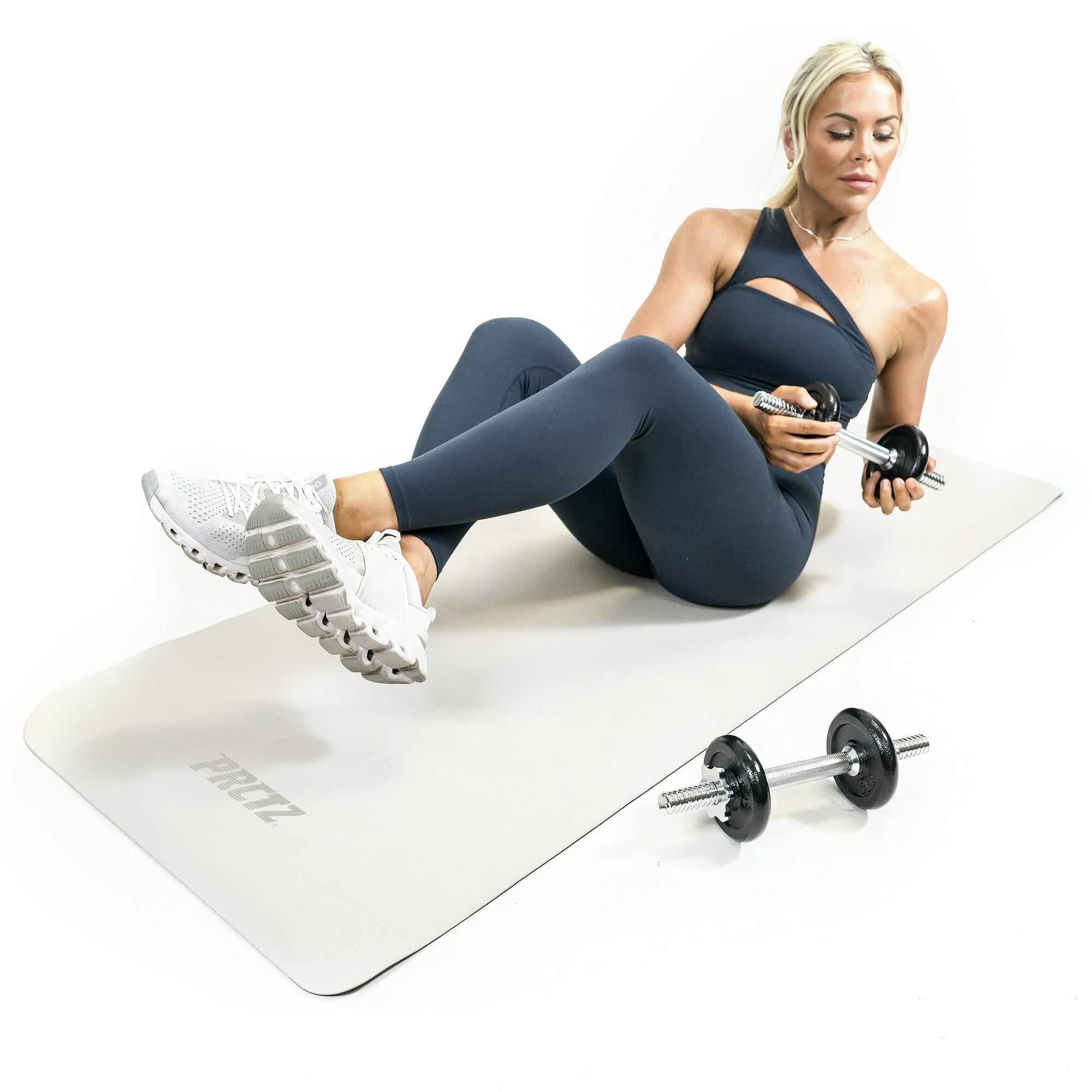 PRCTZ 5mm Thick Non-Slip TPE Yoga Mat for Women & Men - Extra Wide Exercise Mat for Yoga, Pilates, Home Workout & Gym - Eco-Friendly Off-White Fitness Mat