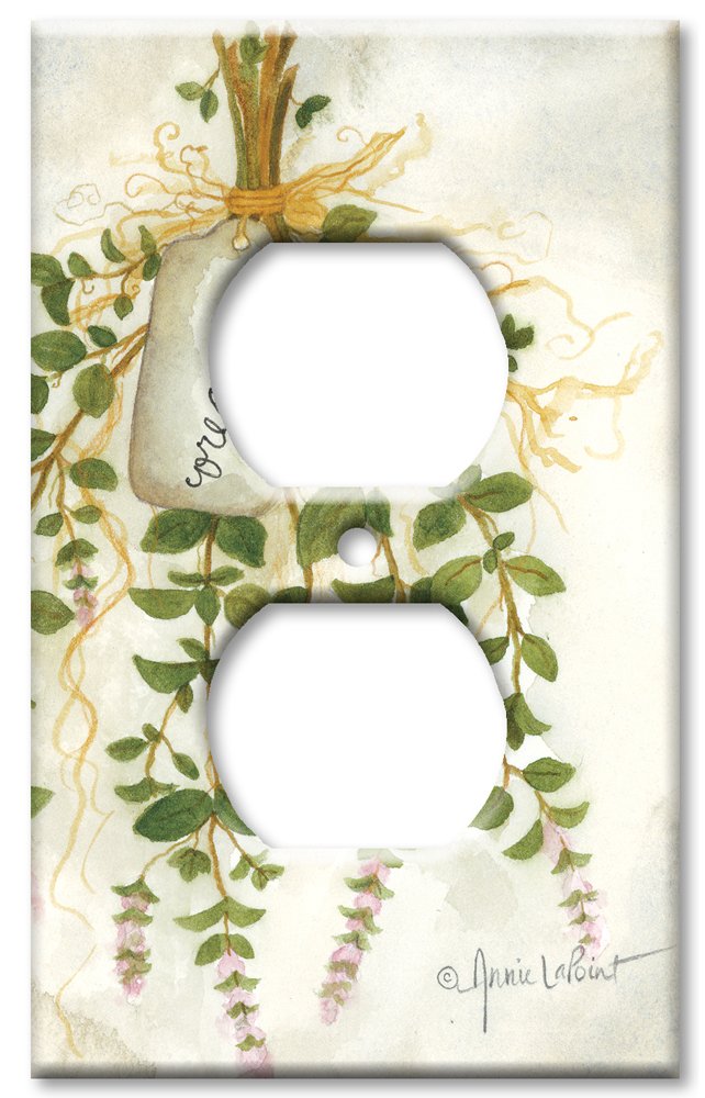 Decorative Oregano Switch Plate Cover - Hand-Painted Ceramic Wall Plate for Home & Office Decor | Perfect for Living Room, Bedroom, and Kitchen Outlet Covers