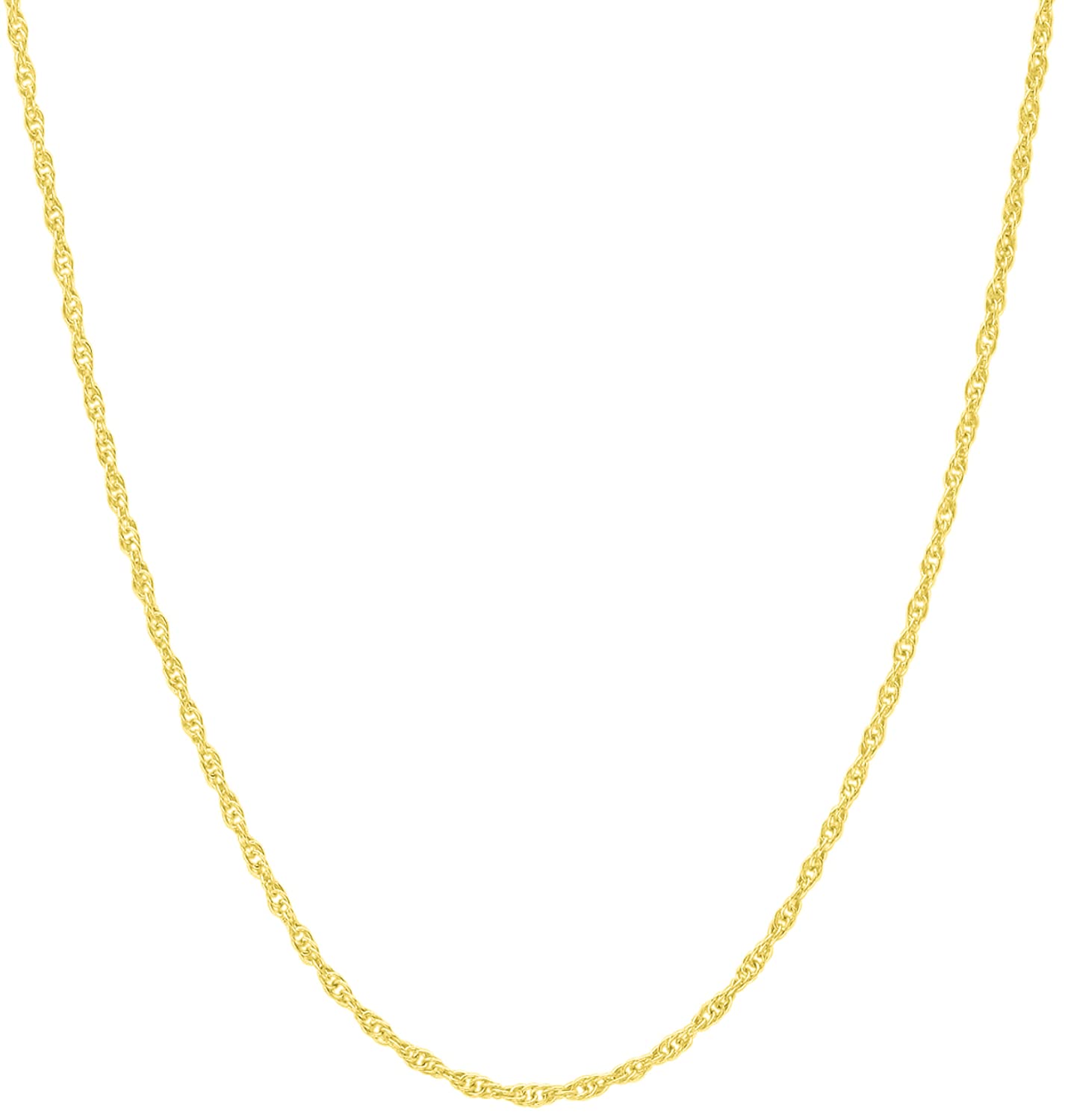 14K & 10K Solid Gold Rope Chain Necklace - Yellow, White or Rose Gold | 0.8mm-1.2mm Diamond Cut Italian Chain | Thin, Lightweight & Durable | Perfect for Layering, Gift Giving & Everyday Wear | Made in Italy