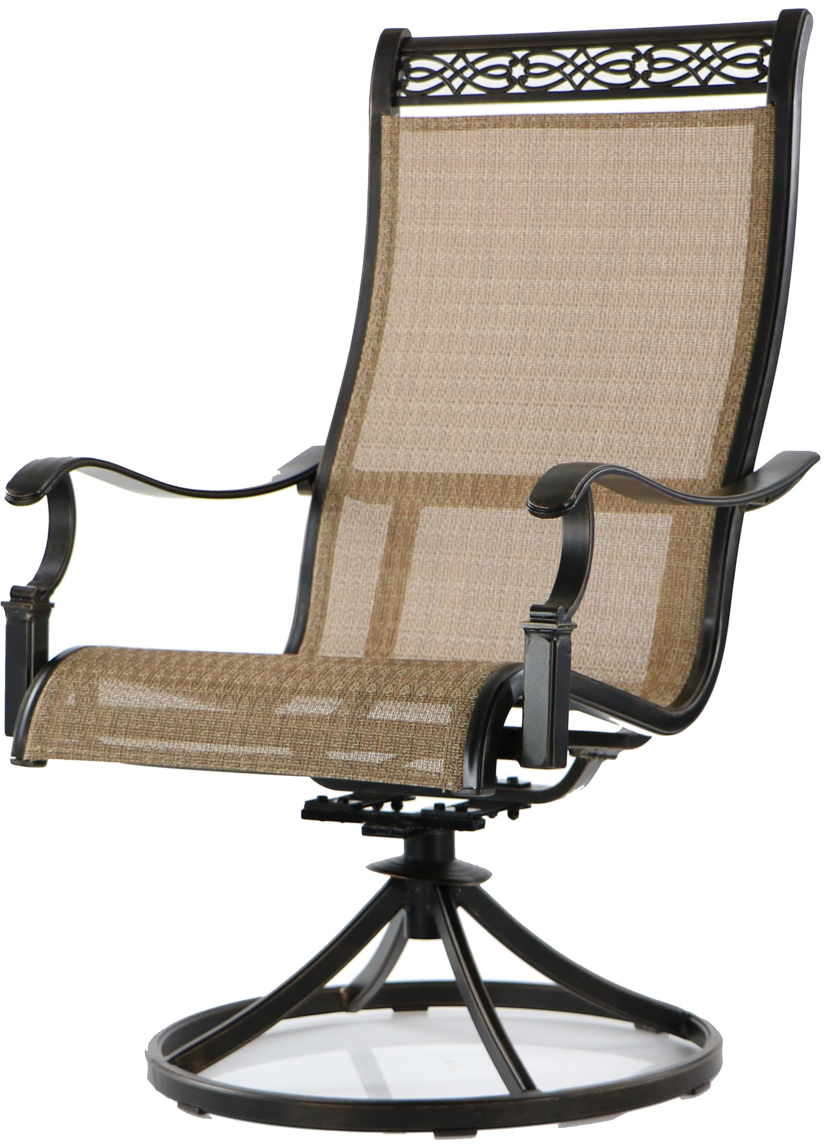 Hanover Manor 5-Piece Outdoor Dining Set - Rust-Resistant Aluminum Patio Furniture with PVC Sling 360° Swivel Rocking Chairs & Round Table for Backyard, Deck, Porch - Perfect for Outdoor Entertaining & Relaxation