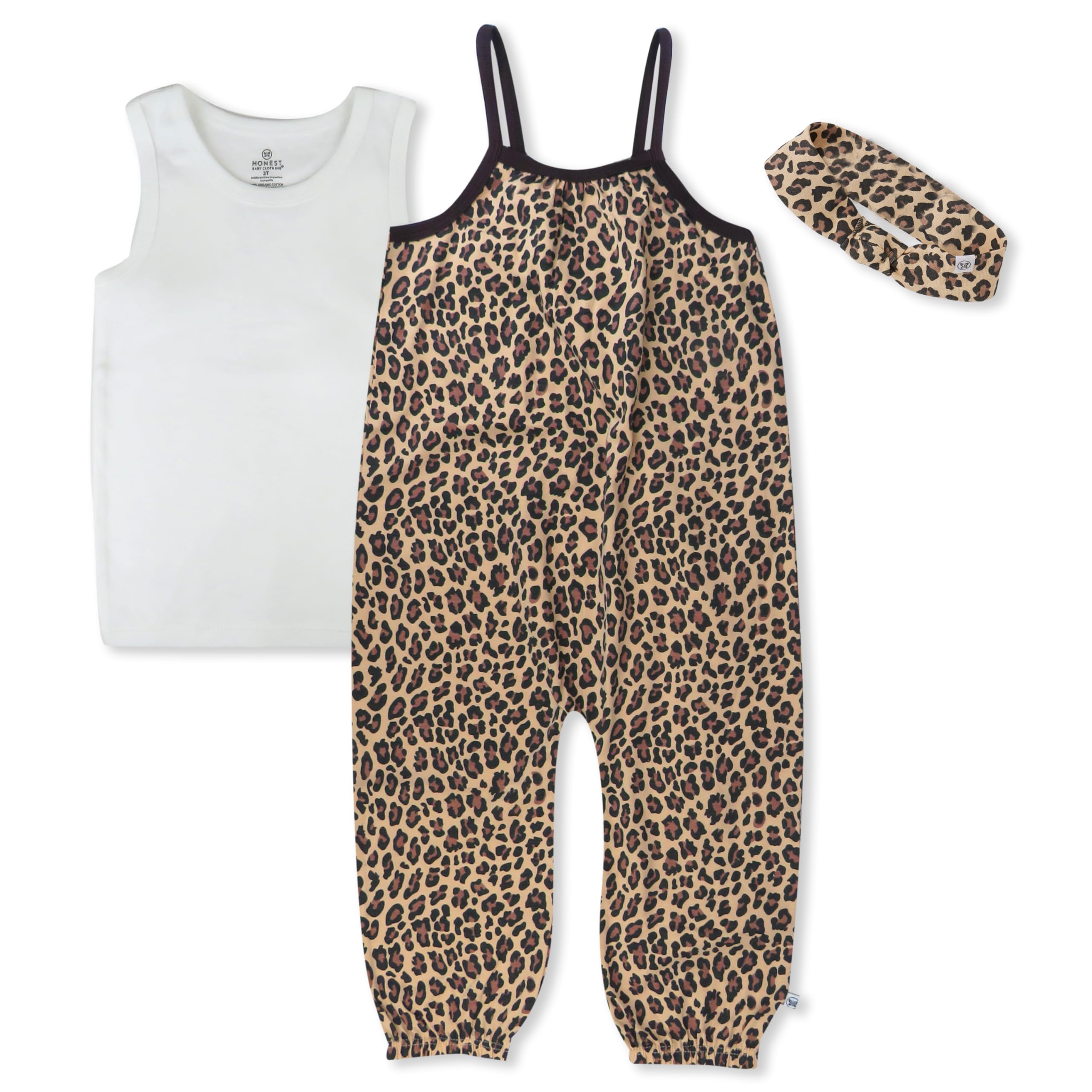 HonestBaby Organic Cotton Baby Girls Romper Set - Strappy Romper, Tank Top & Headband Outfit | Soft & Breathable for Playtime, Photos & Special Occasions