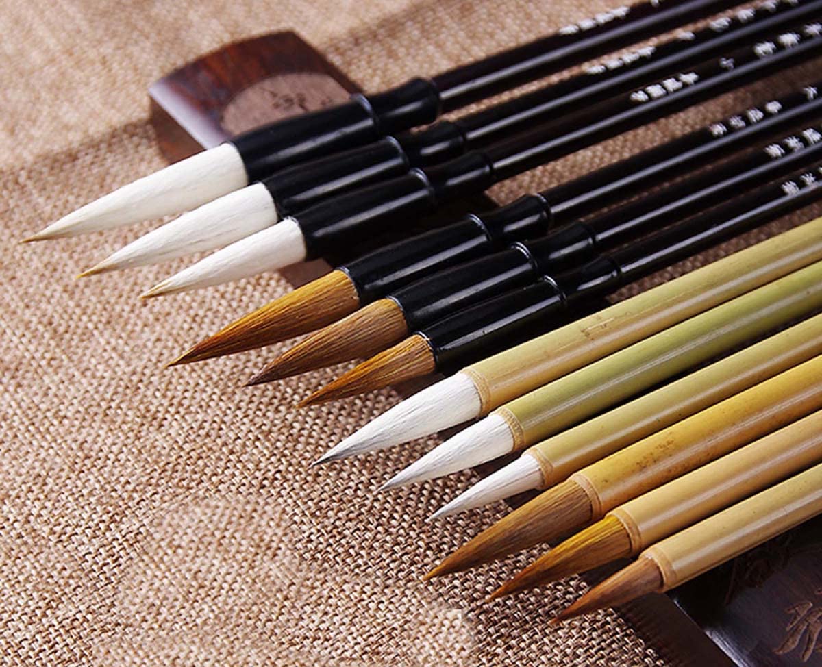 Premium 7-Piece Chinese Calligraphy Brush Set for Calligraphy & Painting - Goat Hair, Wolf Hair & Mixed Hair Brushes - Ideal for Japanese Kanji, Sumi-e Art & Watercolor Painting