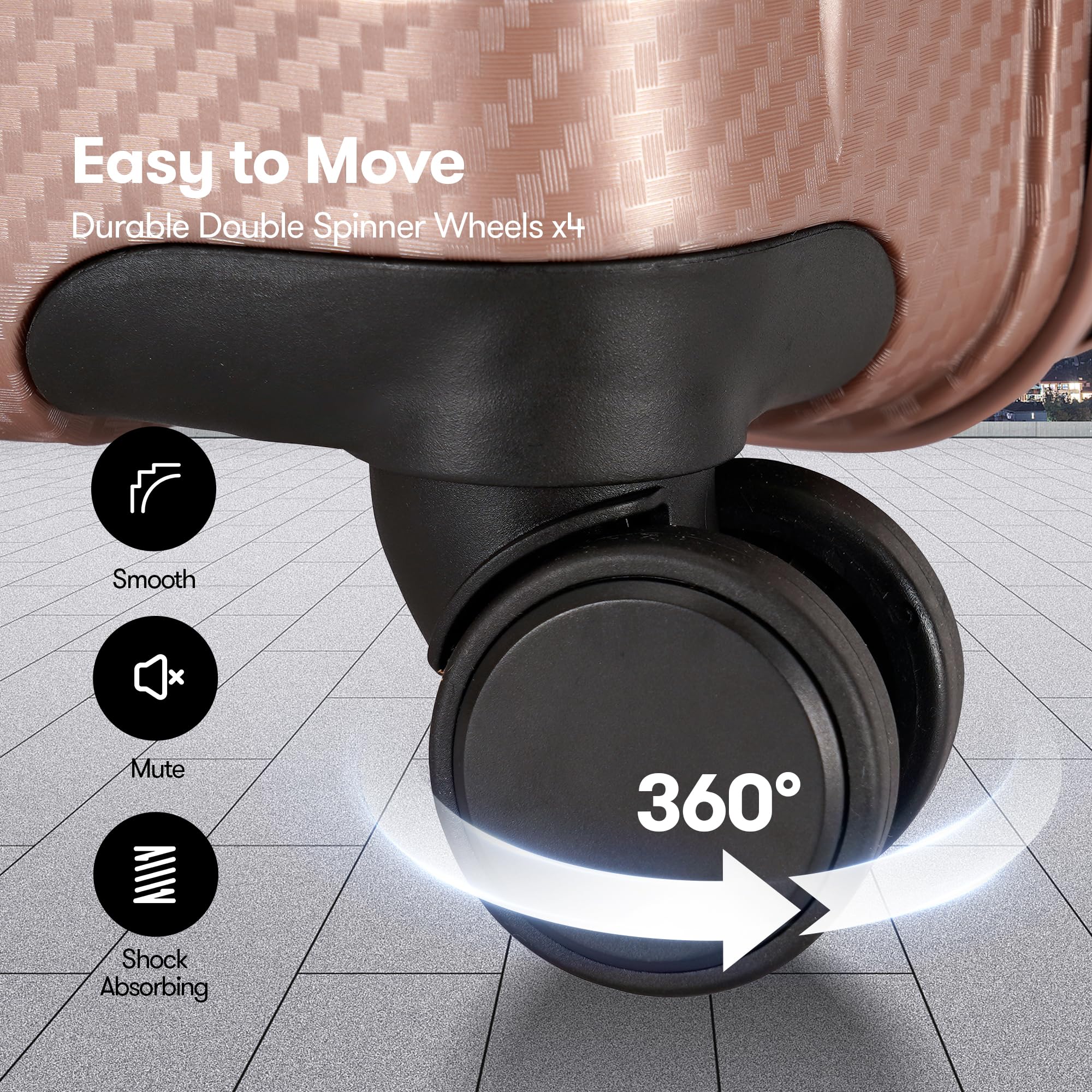 3 Piece Luggage Set for Women - Durable Expandable Spinner Suitcases with TSA Lock (20in 25in 29in) Rose Gold - Perfect for Travel, Business Trips & Vacations
