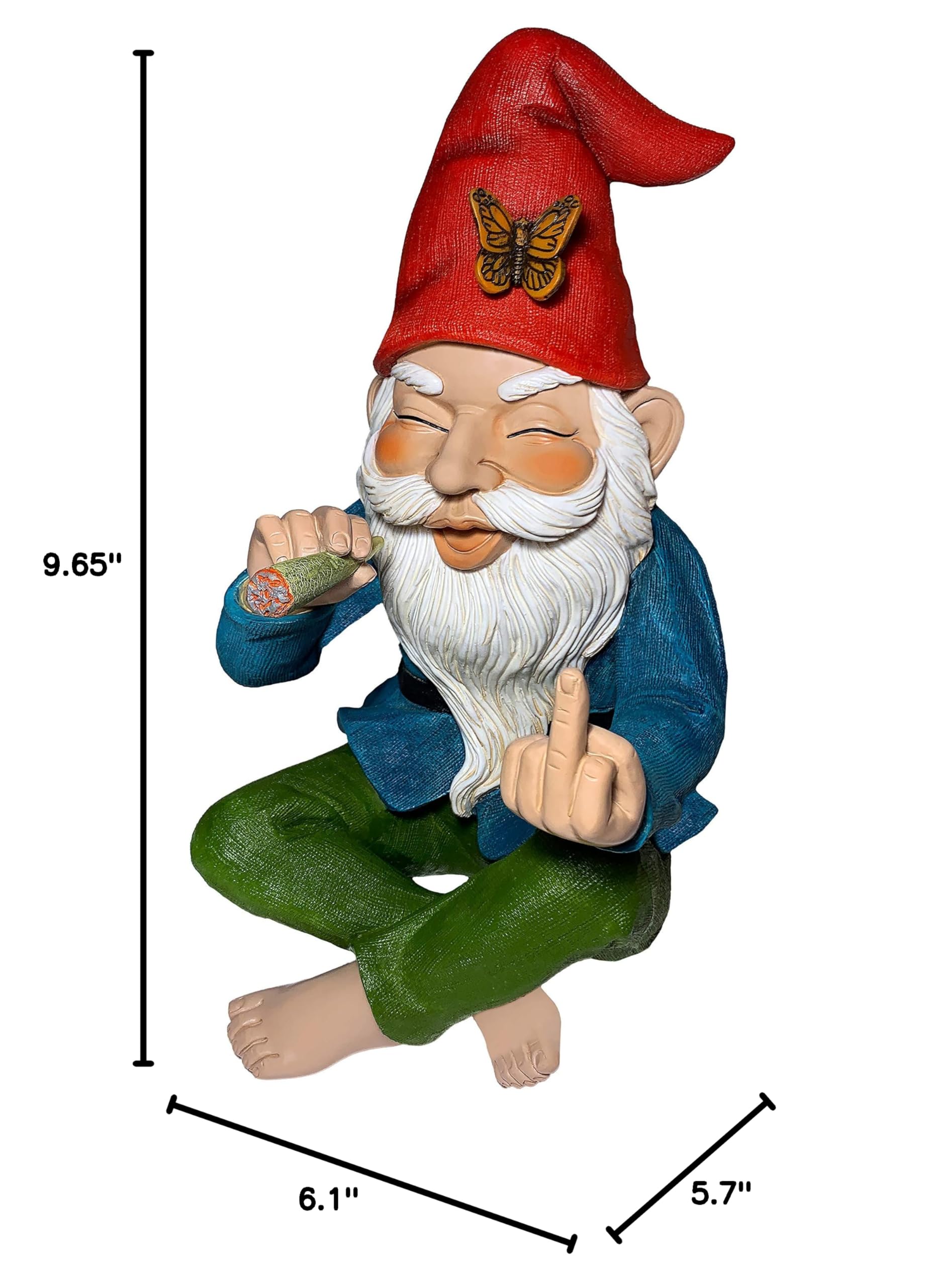 Relaxed Garden Gnome Statue - 9.6 Inch Tall Outdoor Decor for Lawn, Garden & Home - Perfect for Patio, Yard & Indoor Decoration