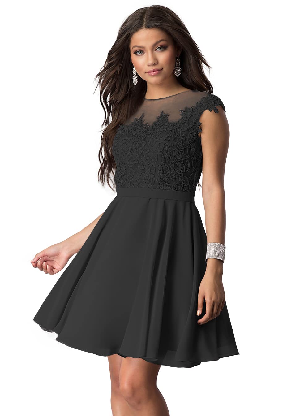 Noras Women's Floral Lace Short Prom Dress - Homecoming Cocktail Dress for Teens | Perfect for Parties, Dances & Special Occasions