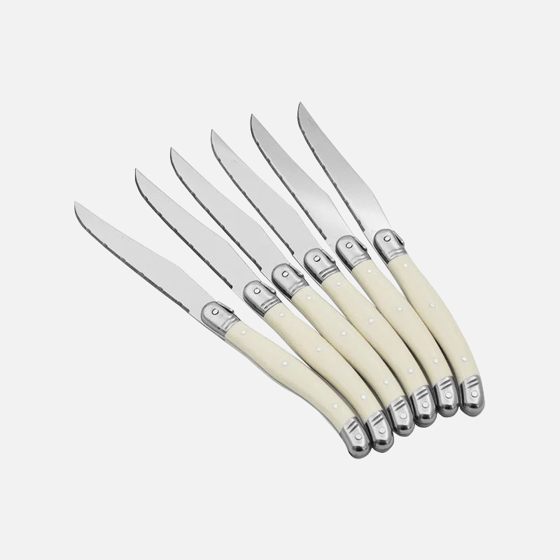 Premium Ivory Laguiole Flatware Cutlery Set - 12-Piece Stainless Steel Knife Fork Spoon Set for Fine Dining, Wedding Gifts & Elegant Table Settings