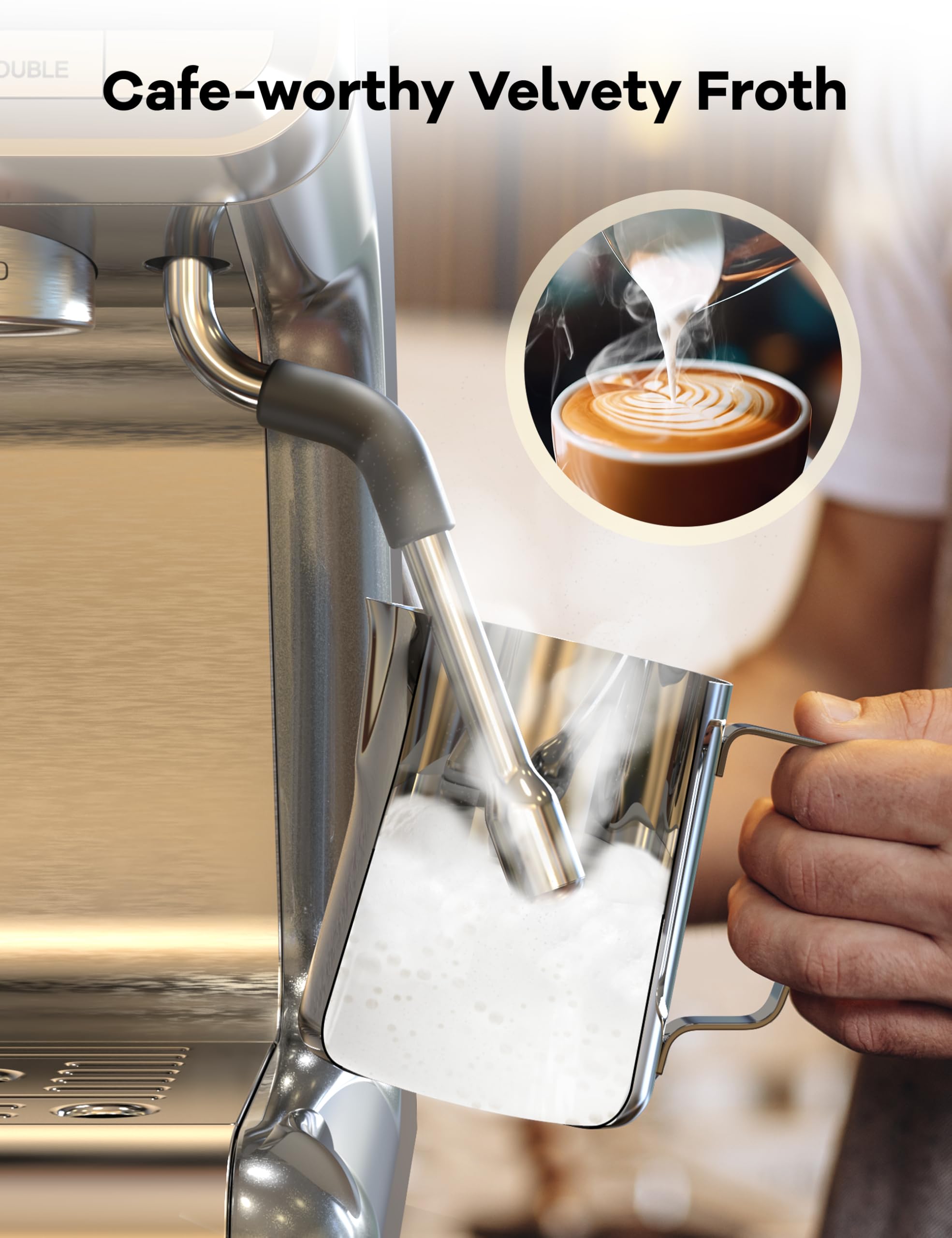 Premium 20 Bar Pump Espresso Machine with Built-in Grinder & Milk Frother, 2.8L Removable Water Tank - Semi-Automatic Coffee Maker for Home & Office Use - Perfect for Cappuccino, Latte & Espresso Lovers