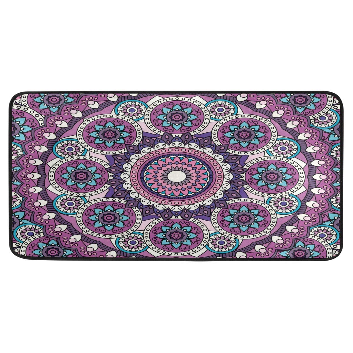 AGONA Anti-Fatigue Kitchen Mat - Soft Non-Slip Standing Mat with Boho Mandala Design, Absorbent Floor Rug for Kitchen & Bathroom - Perfect for Home Decor, Comfortable Standing While Cooking or Doing Dishes