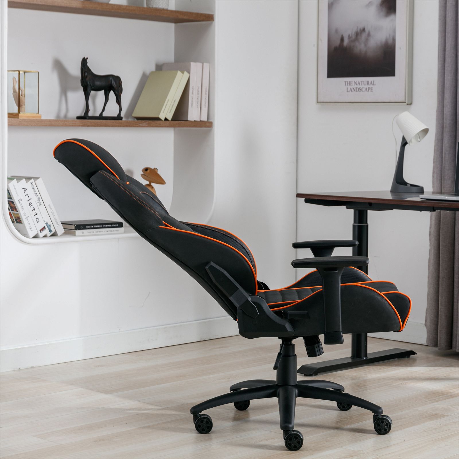 Premium Ergonomic Gaming & Office Chair with Adjustable Armrests - Black & Orange by Tauris - Perfect for Long Work Hours & Intense Gaming Sessions