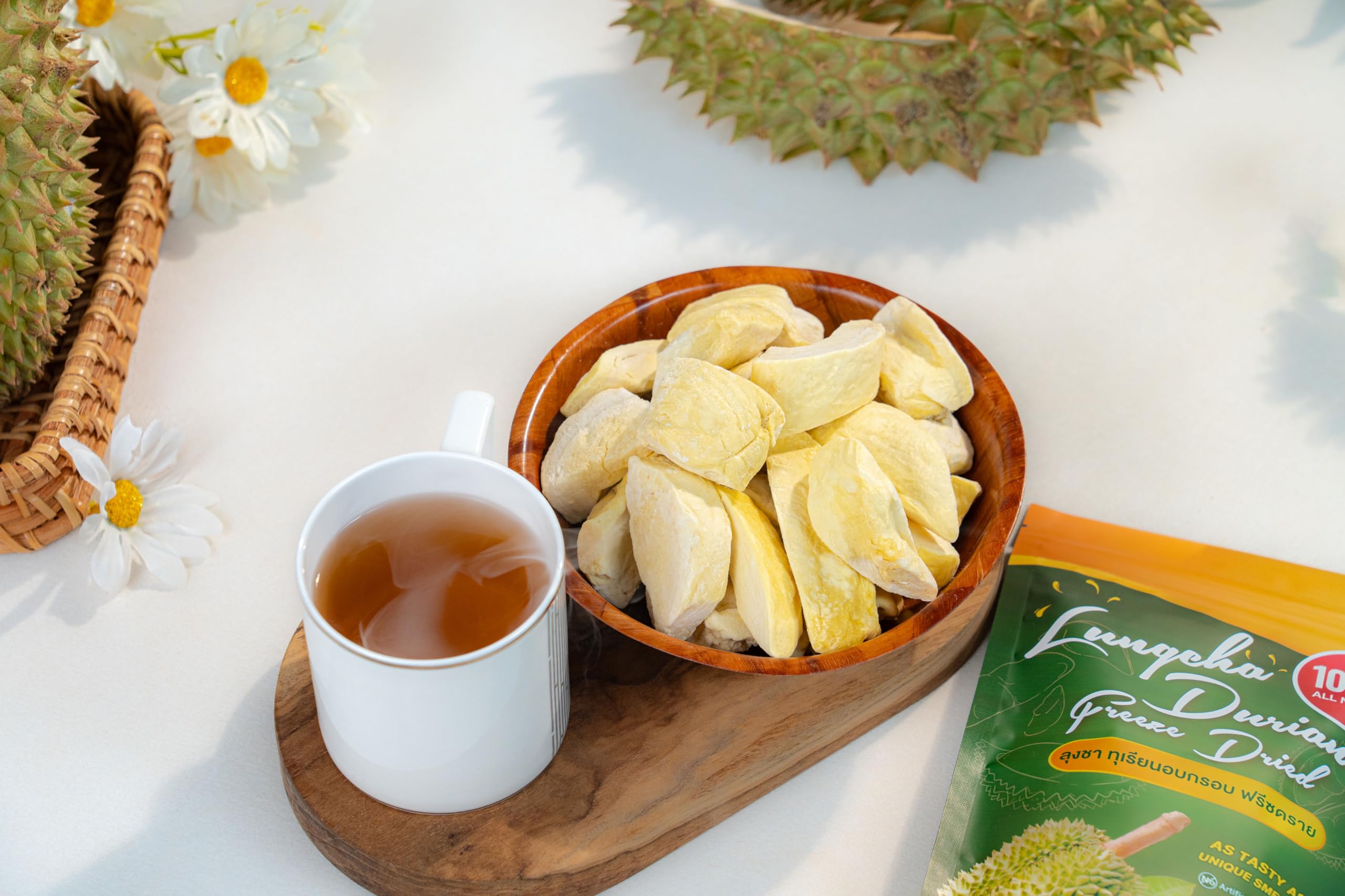 Freeze Dried Durian Pure Premium King of Thai Fruit - Natural Real Fruit Snack, No Sugar & No Preservatives, 1.75oz/Bag (1 Pack) - Perfect for Healthy Snacking, Travel & Gourmet Gifts