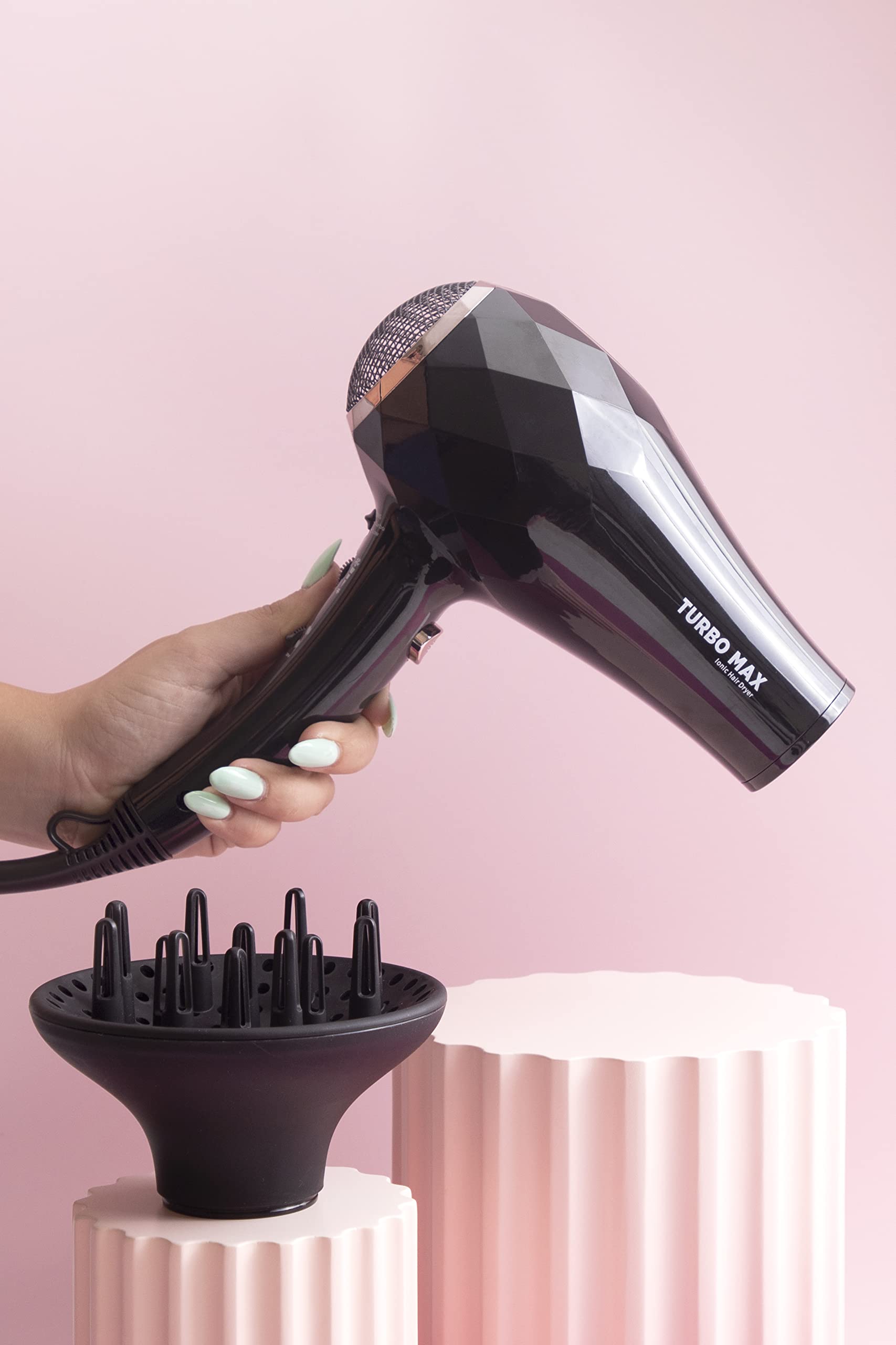 InStyler Turbo MAX Ionic Hair Dryer - Professional Blow Dryer for Fast Drying & Frizz Control - Perfect for Home, Salon & Travel Use