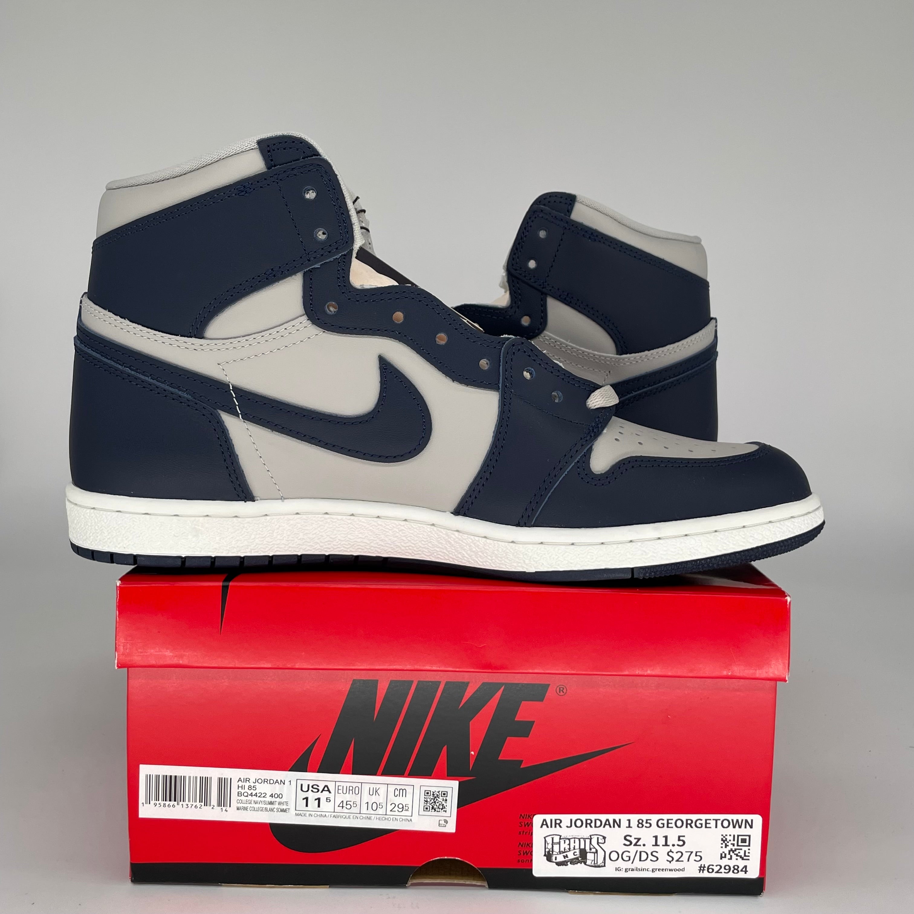 AIR JORDAN 1 '85 GEORGETOWN Retro Sneakers - Men's Size 11.5 (BQ4422-400) - Classic Basketball Shoes for Streetwear & Casual Outfits