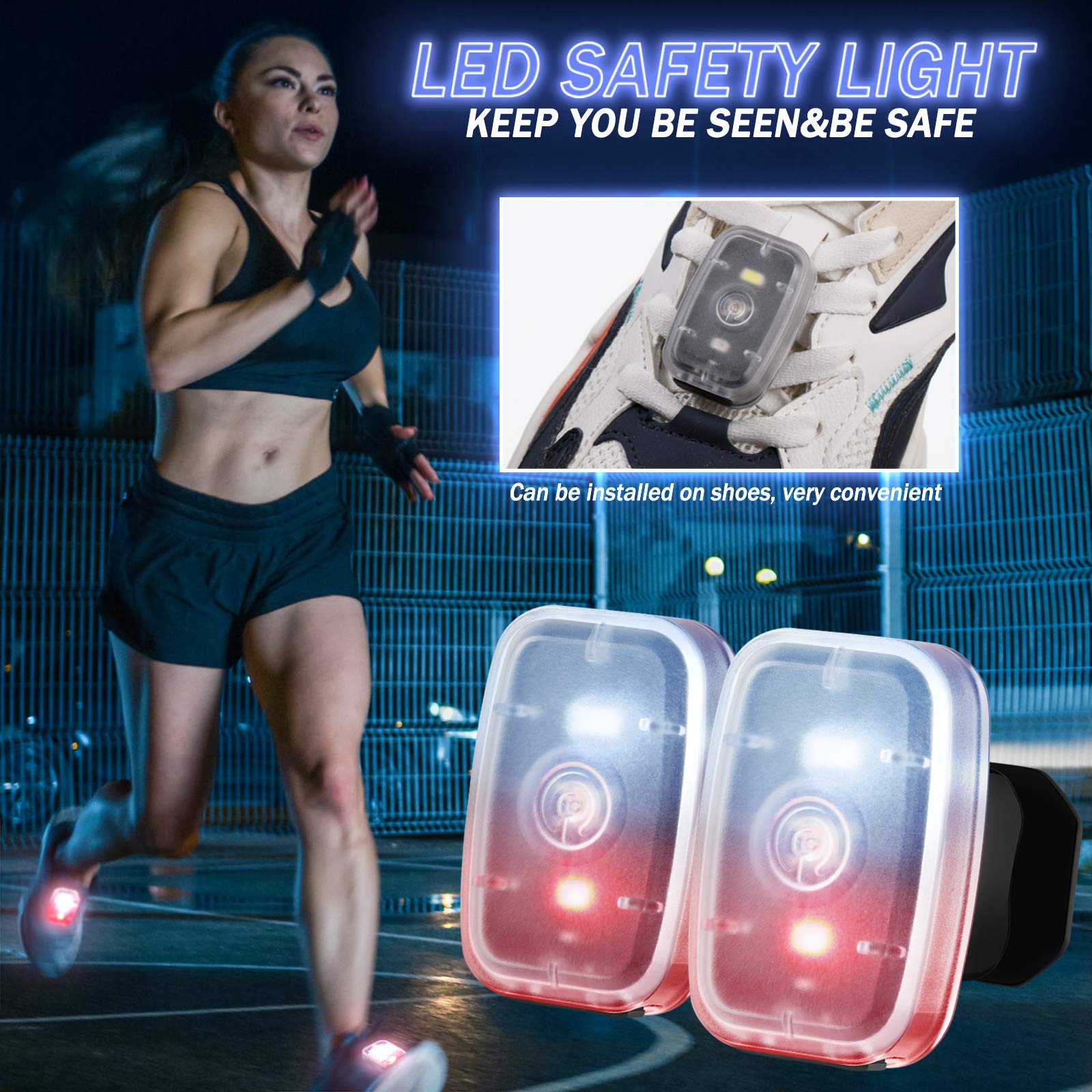 Rechargeable LED Safety Running Lights - USB Clip-On Strobe Bike Tail Lamps with 5 Modes for Runners, Cyclists, Hikers & Pets | Night Riding, Walking, Jogging & Outdoor Activities