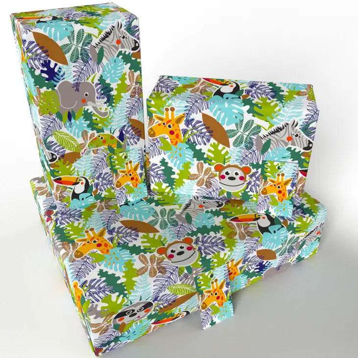 Jungle Animals Wrapping Paper - Colorful Gift Wrap for Birthday, Baby Shower & Christmas - Perfect for Kids' Parties & Wildlife Theme Gifts