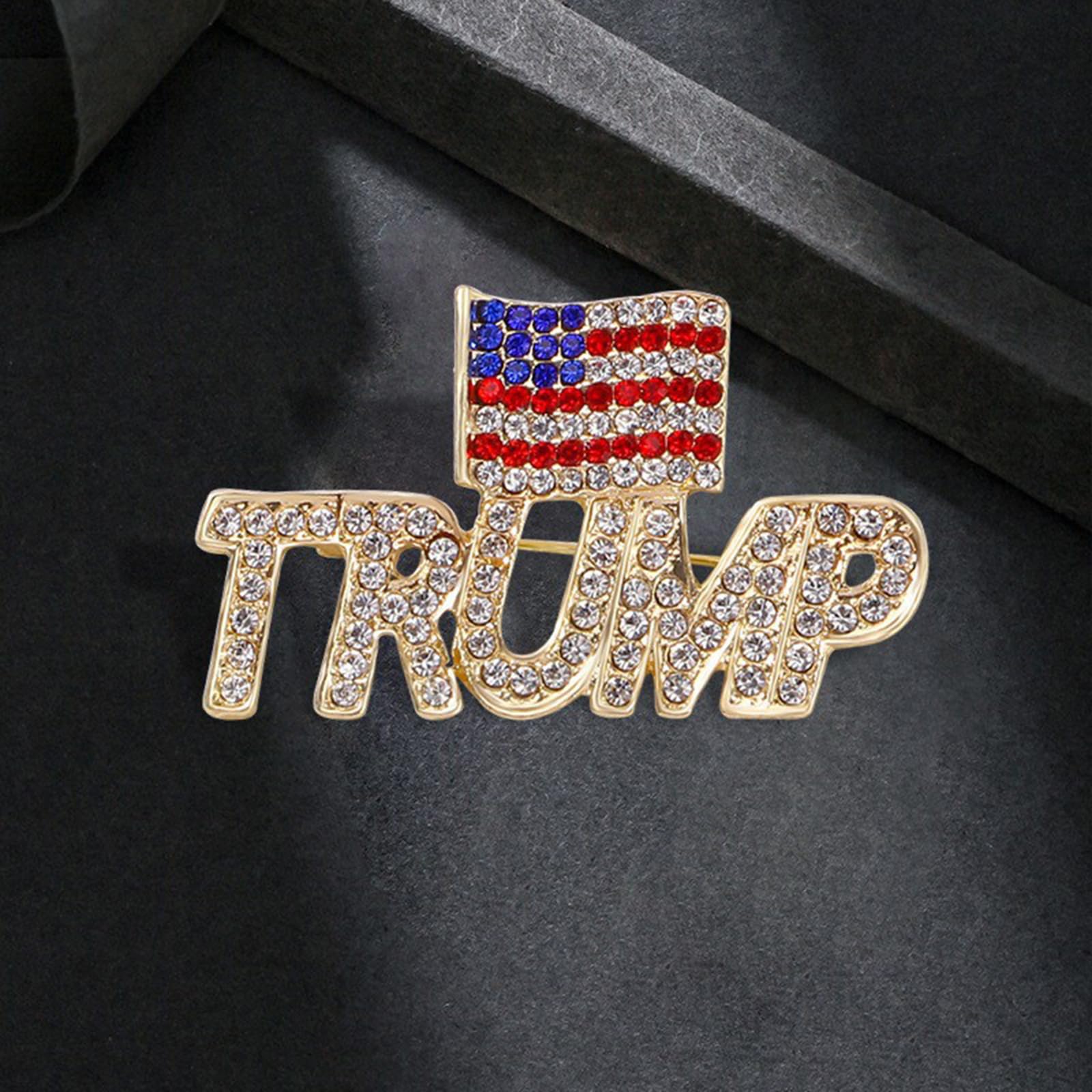 Trump Lapel Pins 2024 - Rhinestone & Enamel Pins for Women, Jackets & Hats - Blue Set