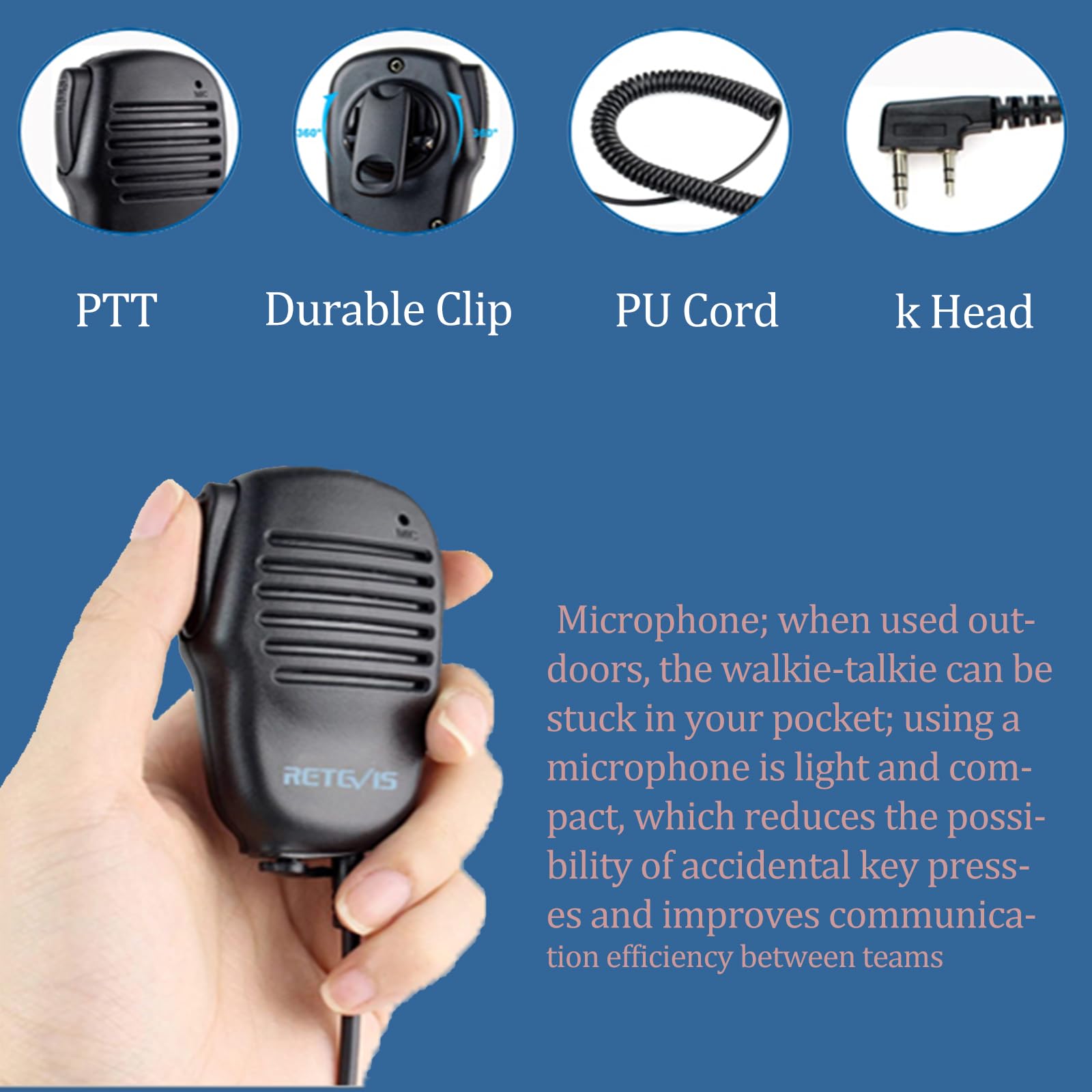 Retevis RT85 2-Way Radio Long Range Walkie Talkies with Microphone - 5W Dual Band Handheld Two-Way Radios, LCD Display, Durable, SOS Siren & Flashlight - Professional Walkie Talkies for Security, Hotel, Business (4 Pack) - Ideal for Construction Sites, Outdoor Adventures & Emergency Communication