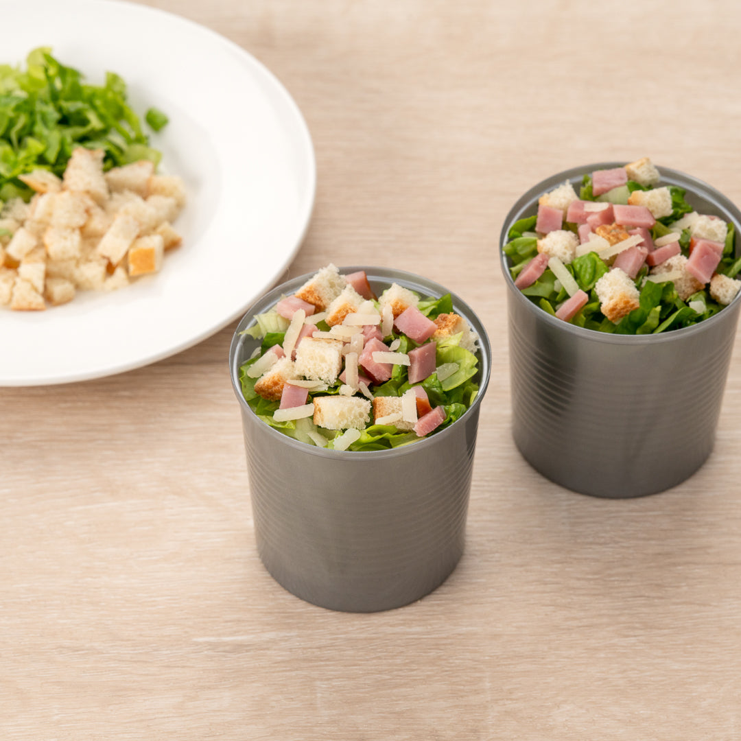 4 oz Round Silver Plastic Tin Can with Lid (2.5