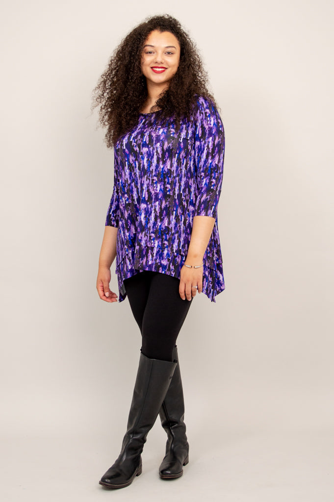 Kindness Tunic Top for Women - Soft Bamboo Fabric in Plum Rain Color - Perfect for Casual Wear, Office Outfits & Summer Dresses