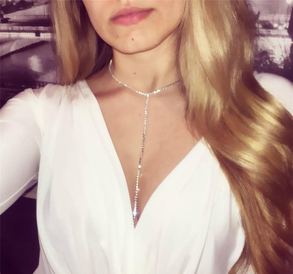 Sparkly Rhinestone Choker Necklace for Women - Silver Crystal Diamond Collar Necklace | Elegant Party, Wedding, Prom & Evening Wear Accessory