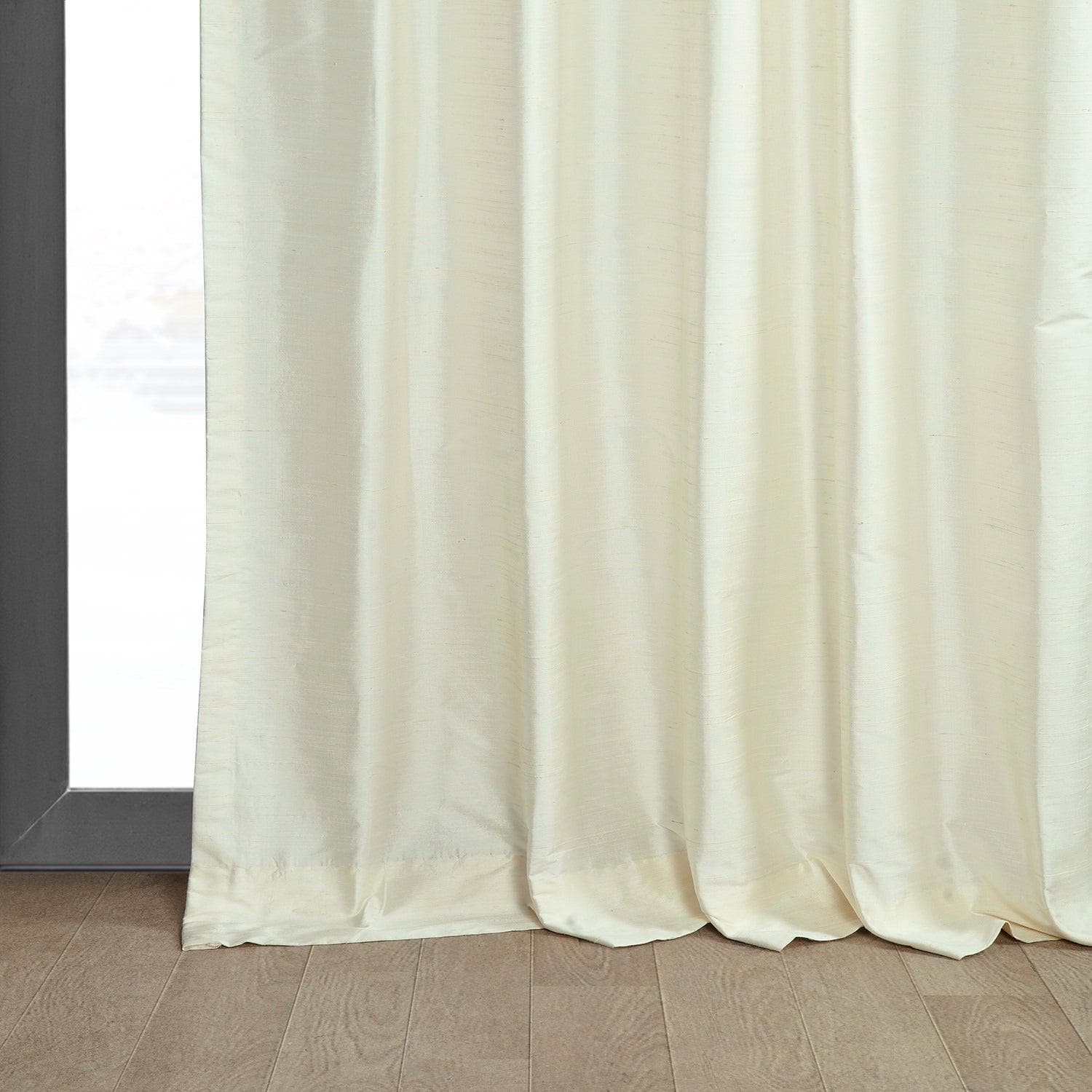 Luxury Pearl Textured Dupioni Silk Blackout Curtains - Elegant Room Darkening Drapes for Bedroom, Living Room & Home Theater