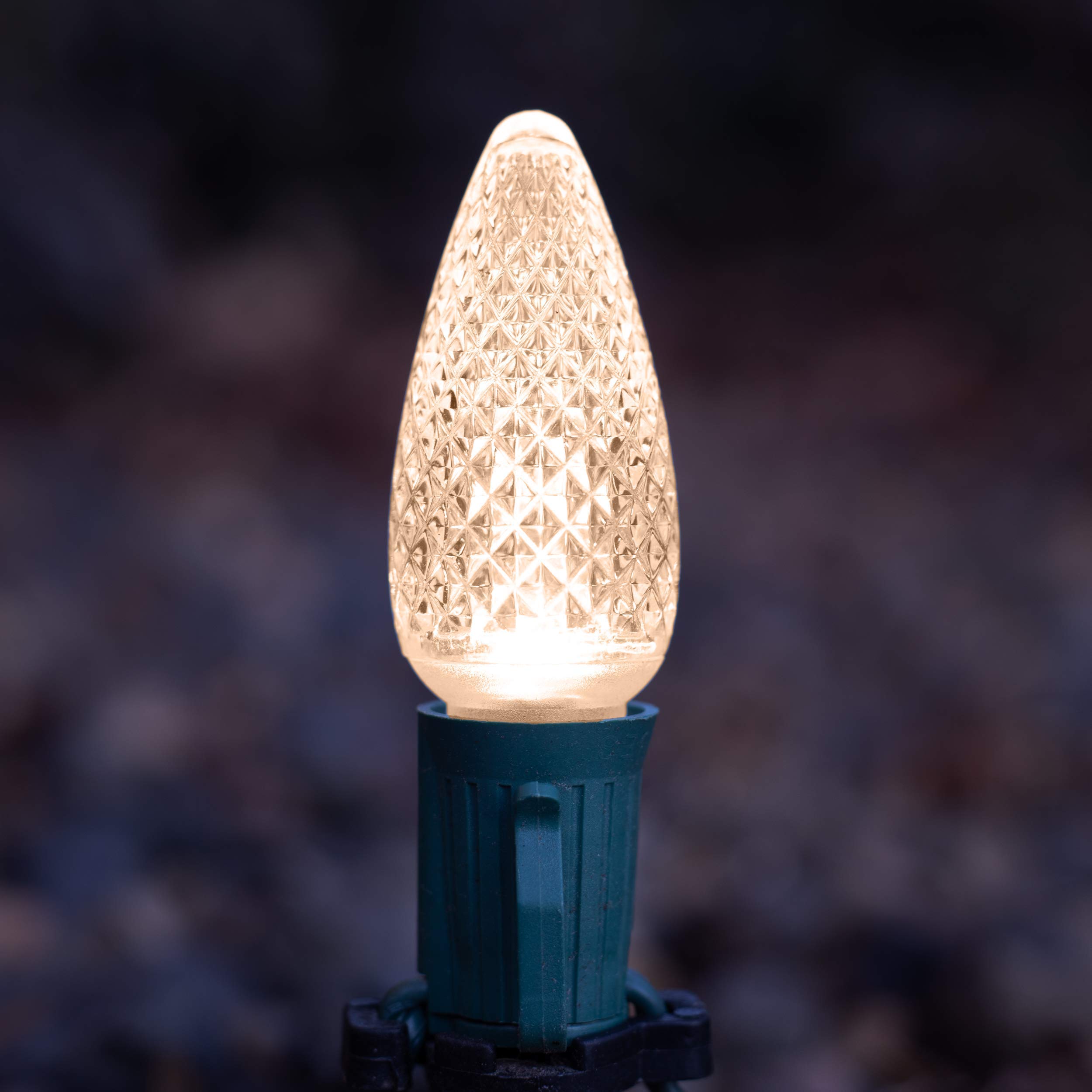 25-Pack Faceted C9 LED Christmas Light Bulbs - Warm White Sun Effect for Indoor & Outdoor Holiday Decor - Durable & Energy-Efficient Replacement Bulbs - Perfect for Christmas Trees, Roof Lines, and Holiday Displays