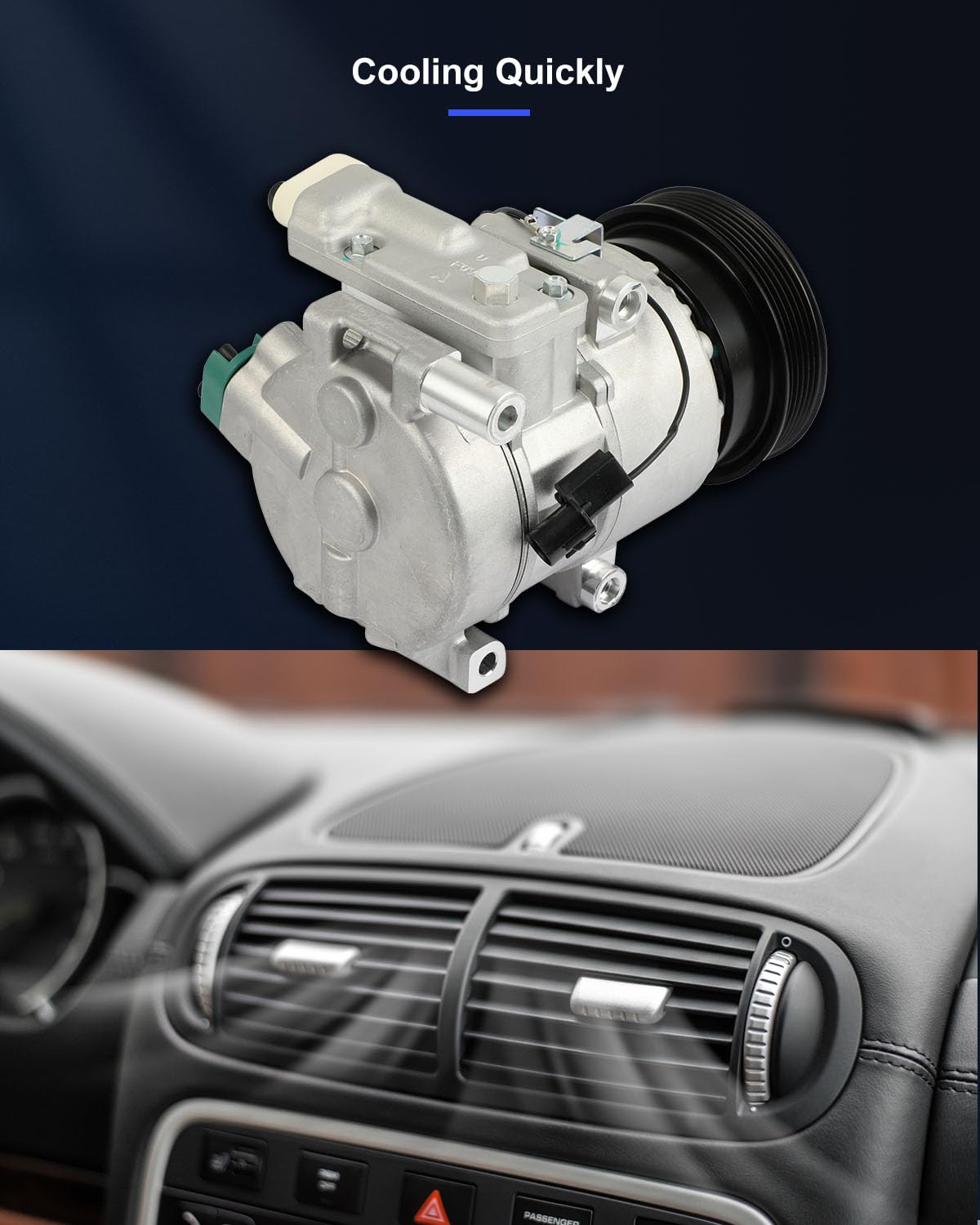 ECCPP AC Compressor Replacement for Kia Forte 2.0L & 2.4L (2010-2013 Models) - High Performance Air Conditioning Compressor for Smooth Cooling in Summer Driving