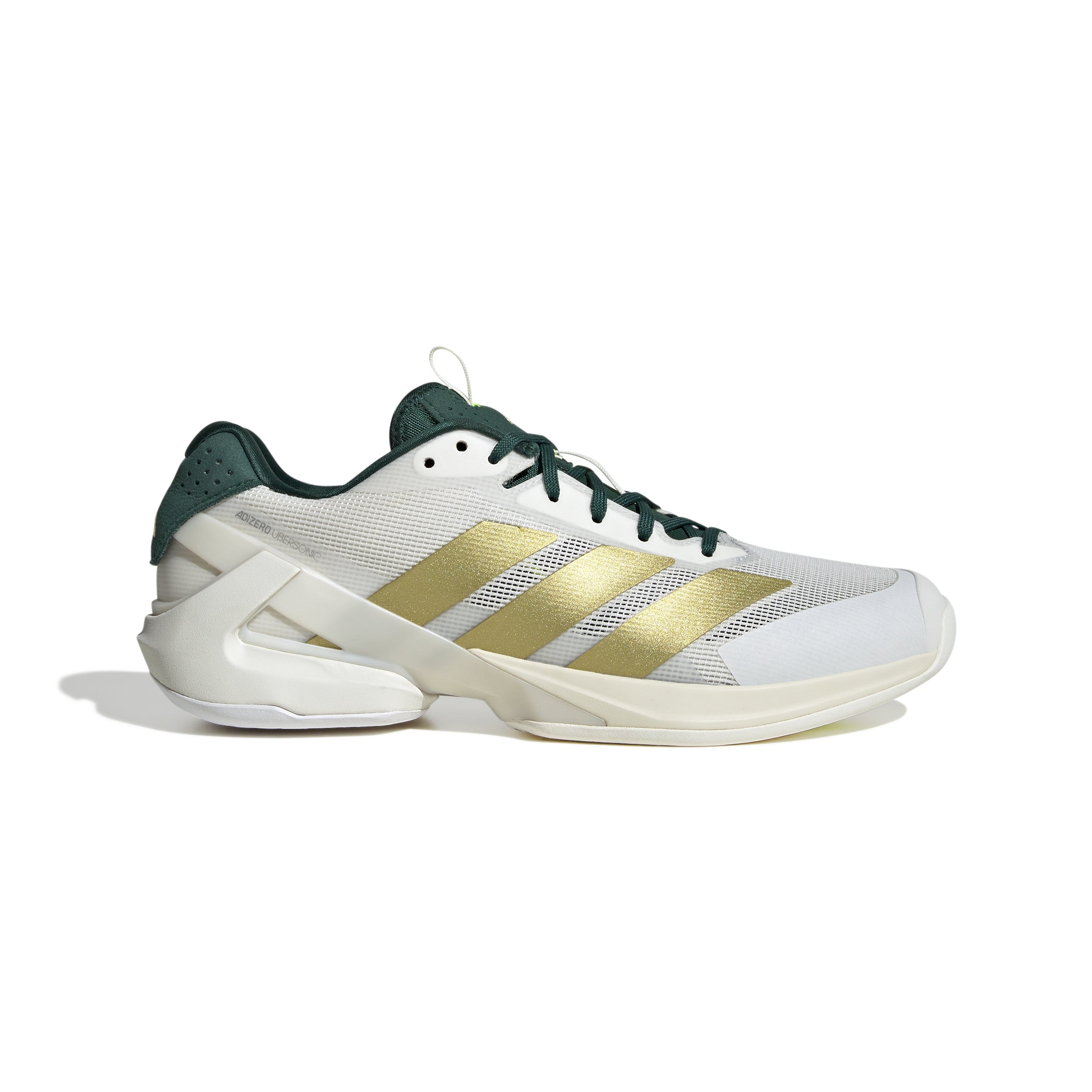 Adidas Adizero Ubersonic 5 Men's Tennis Shoes - White/Gold/Green | Lightweight Performance Court Shoes for Competitive Play & Training | Perfect for Hard Court Matches & Daily Practice