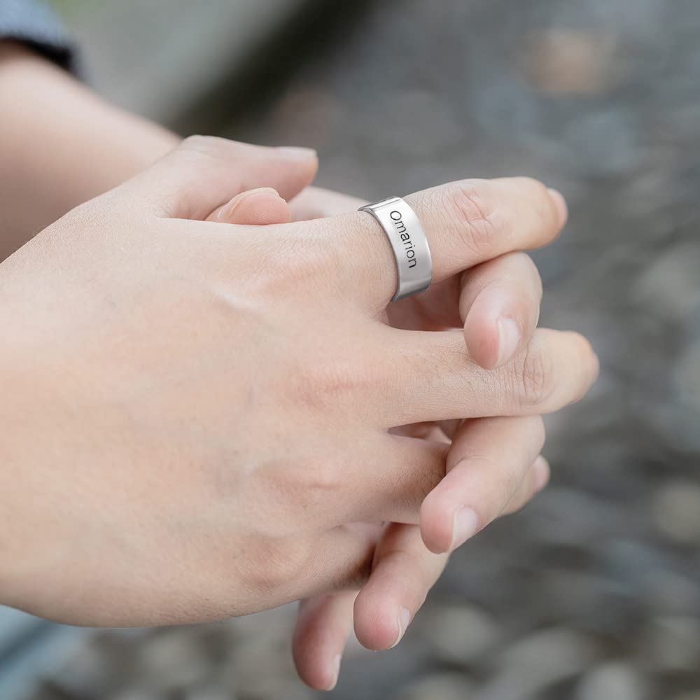 Custom Engraved Stainless Steel Wedding Band Rings for Men - Perfect Gift for Husband, Dad, Boyfriend - Comfort Fit & Durable for Daily Wear