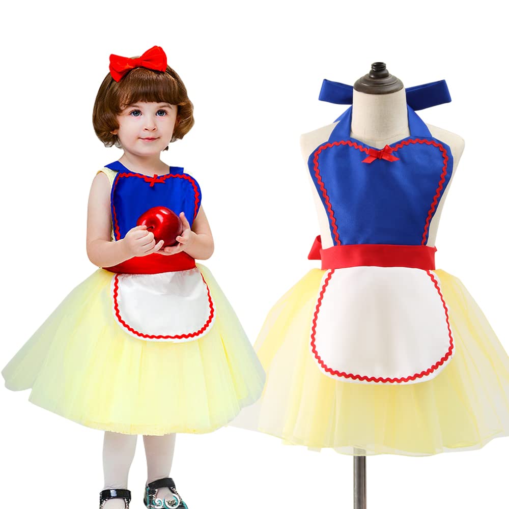 Girls Princess Costume Apron - Kids Cooking Kitchen Apron for Birthday Party & Dress Up Play - Perfect for Pretend Play, Tea Parties & Baking Activities