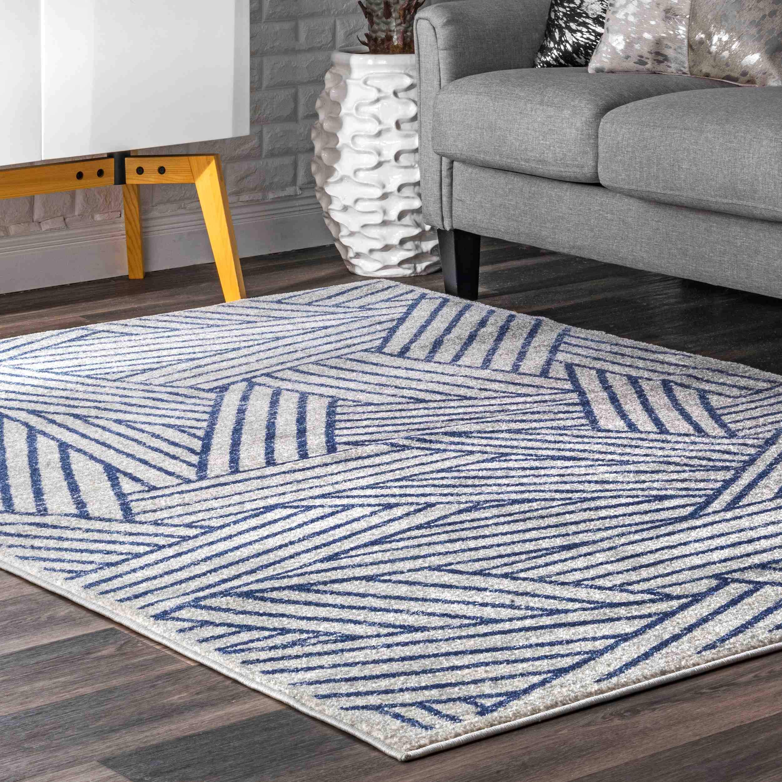 nuLOOM Blanca Contemporary Striped Area Rug 5' x 8' Blue - Soft Modern Floor Covering for Living Room, Bedroom & Office Decor