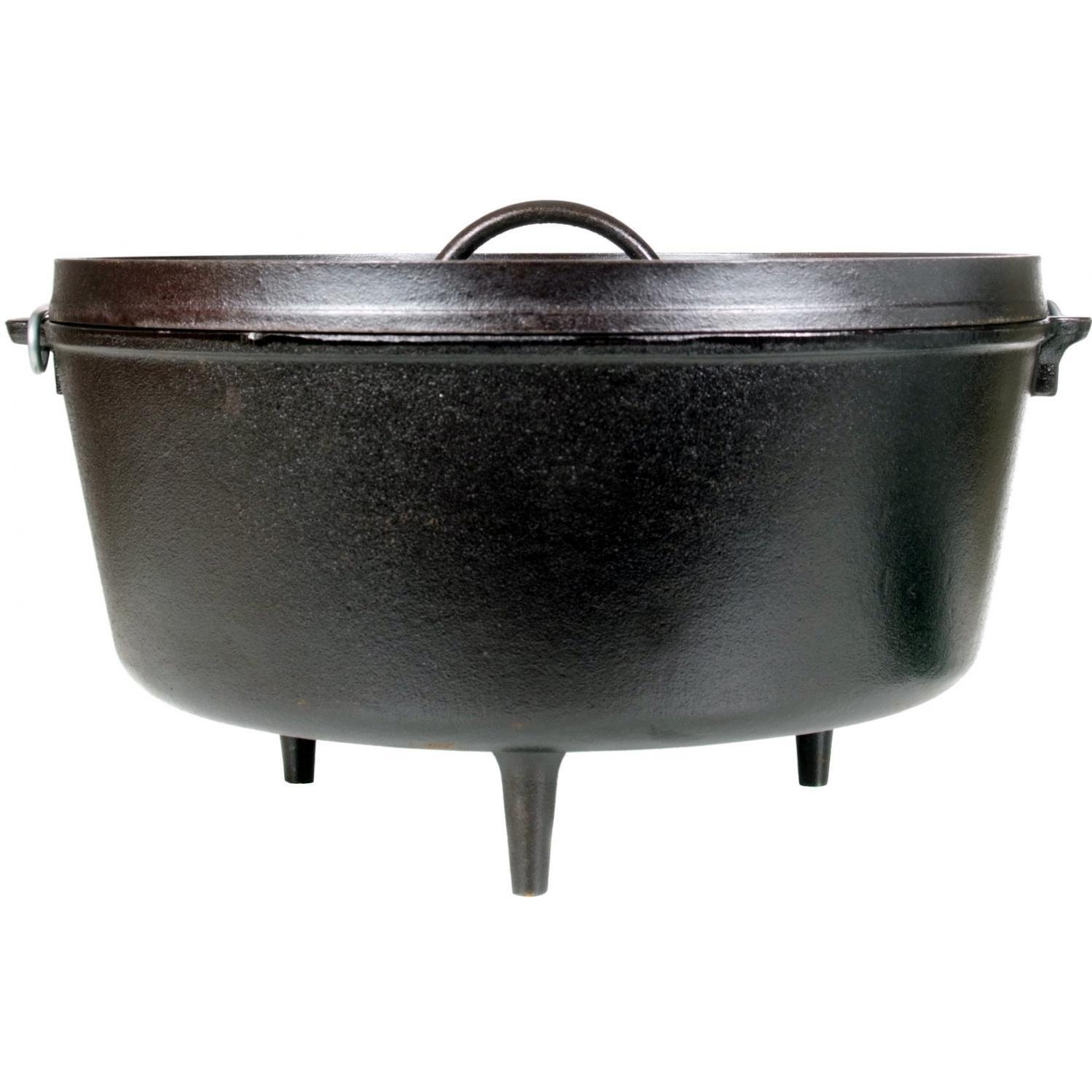 Lodge 10 Quart Pre-Seasoned Cast Iron Dutch Oven with Lid - Heavy Duty Camping Cookware for Oven, Stove, Grill & Campfire - Perfect for Outdoor Cooking, Backpacking & BBQ - Black