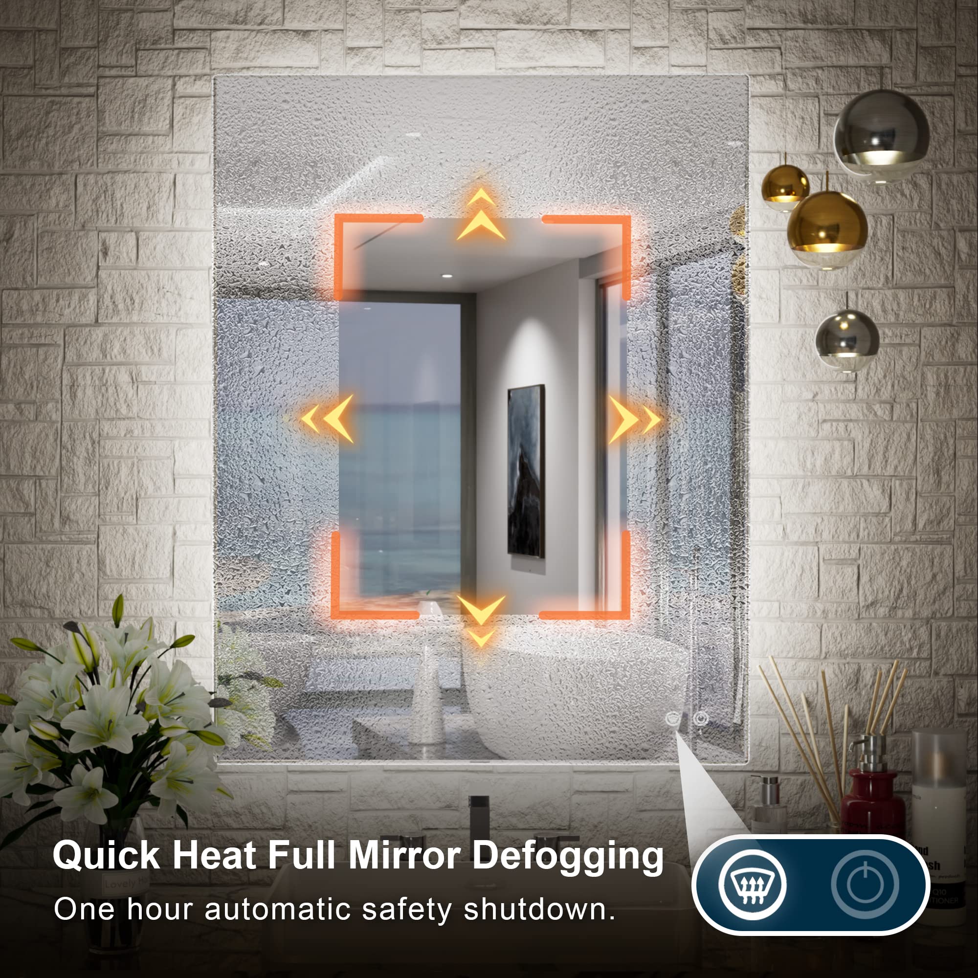 24 x 32 Inch LED Backlit Bathroom Vanity Mirror - Anti-Fog, Dimmable, CRI90+, Touch Control, Waterproof, Horizontal/Vertical Mount - Perfect for Makeup, Shaving & Home Decor